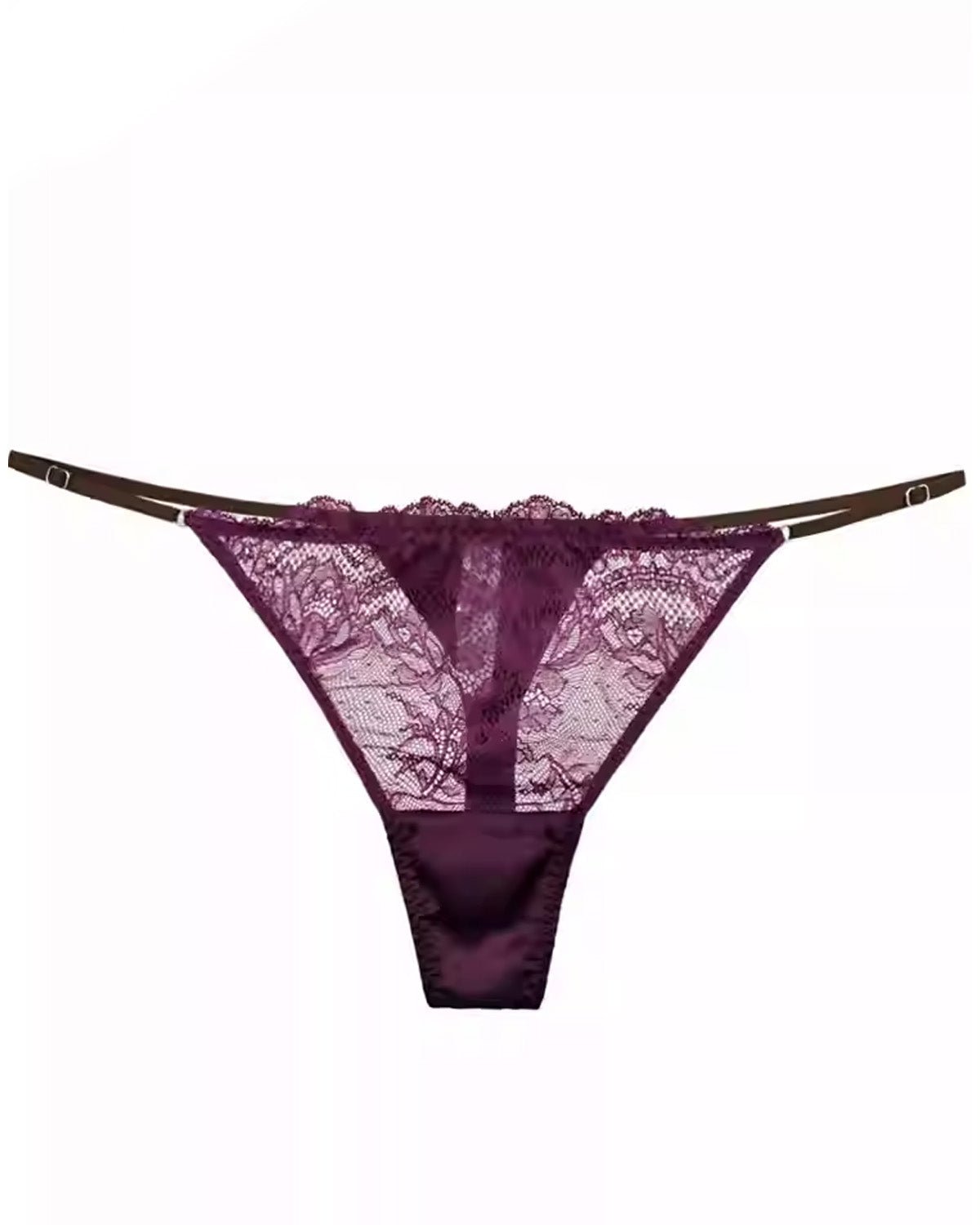 FEELITS SPA55 Mulberry Silk Adjustable T-Back Thong – Low-Rise, Lace Sheer & No-Show Fit - FEELITS