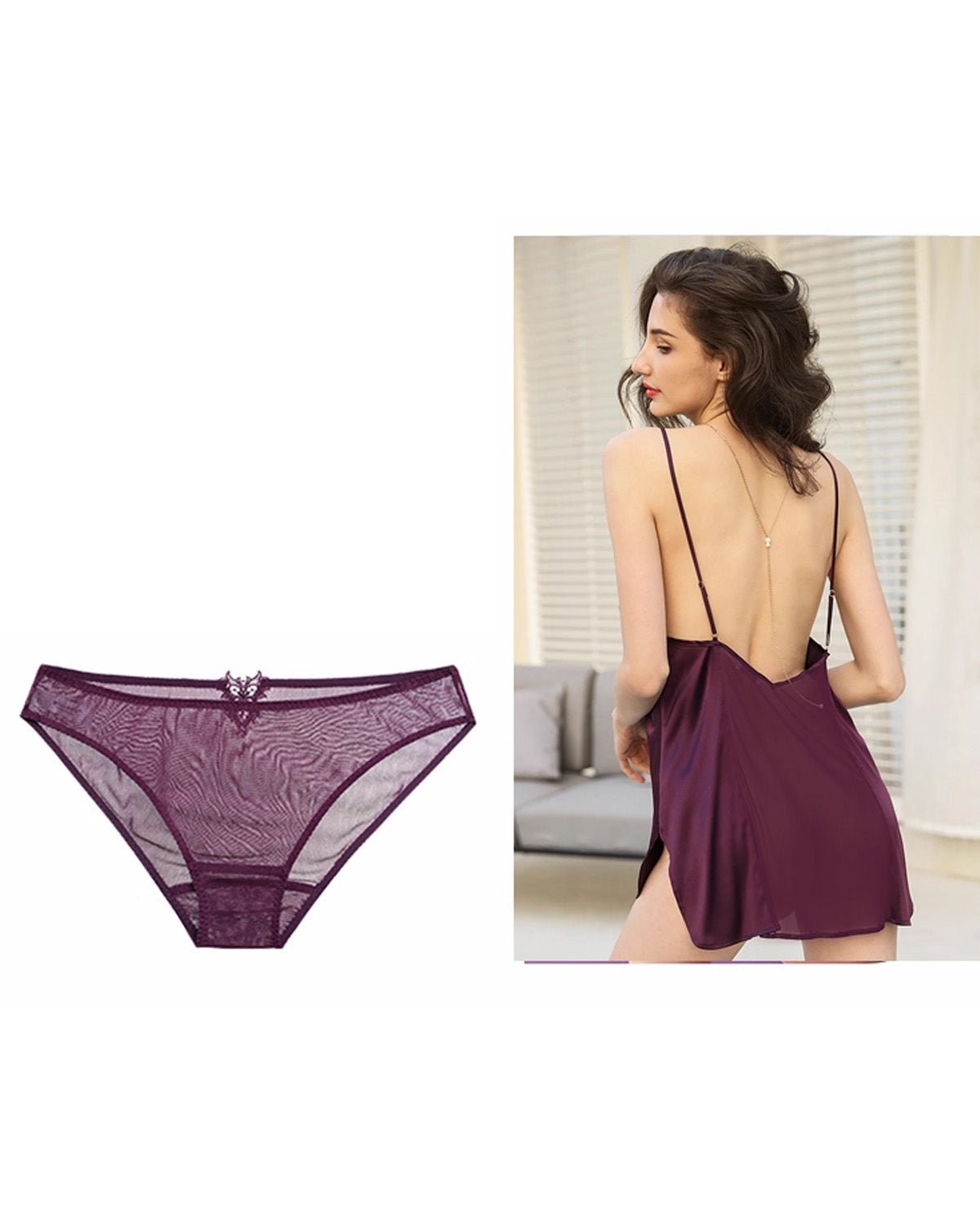 FEELITS SPA72 Mulberry Silk Lace Brief Panties – Seamless, Sheer & No-Show Underwear - FEELITS
