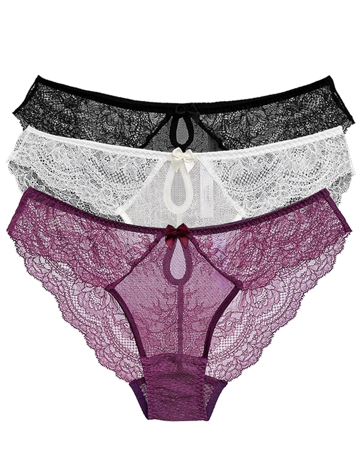 FEELITS SPA59 Mulberry Silk Lace Brief Panties – Seamless, Sheer & No-Show Underwear - FEELITS
