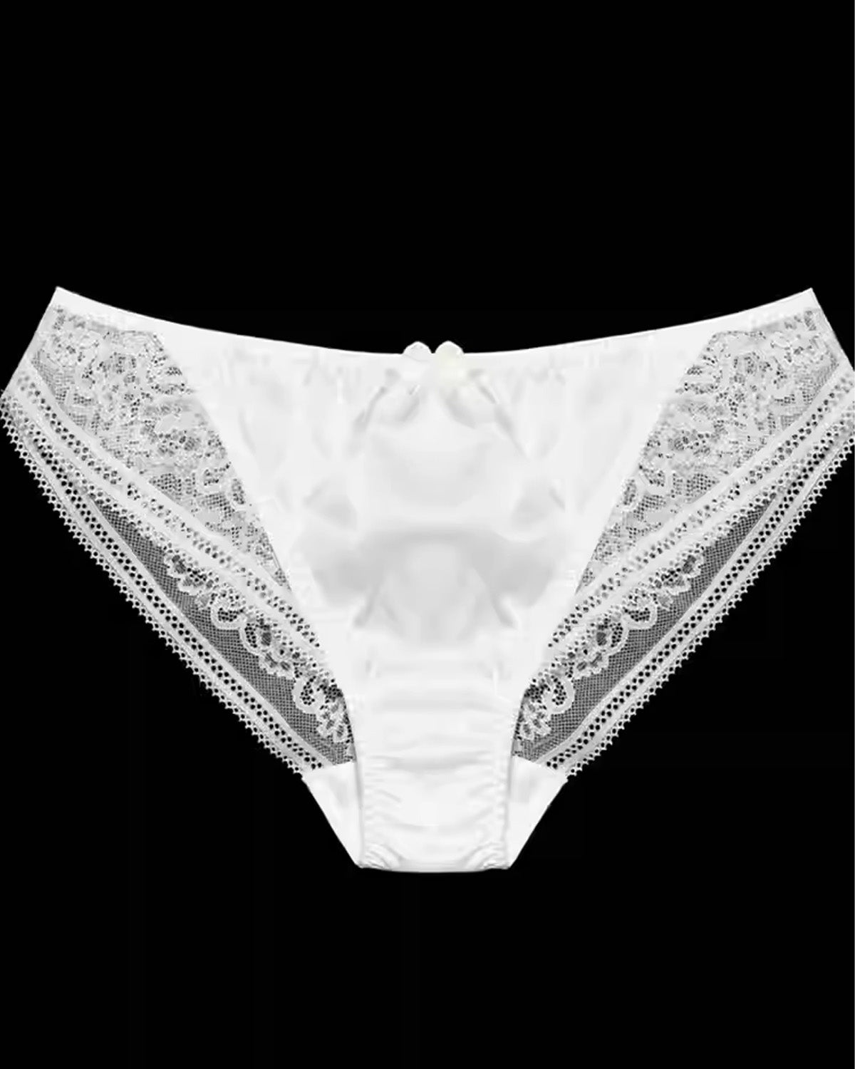 FEELITS SPA37 Mulberry Silk Seamless Bikini Panties with Bow Detail – Low-Rise & Sheer Lace - FEELITS