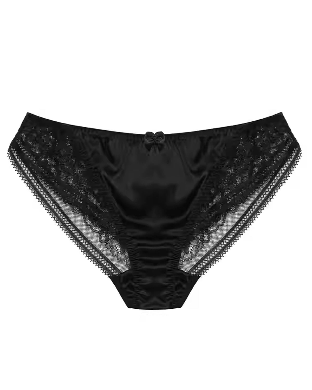 FEELITS SPA37 Mulberry Silk Seamless Bikini Panties with Bow Detail – Low-Rise & Sheer Lace - FEELITS