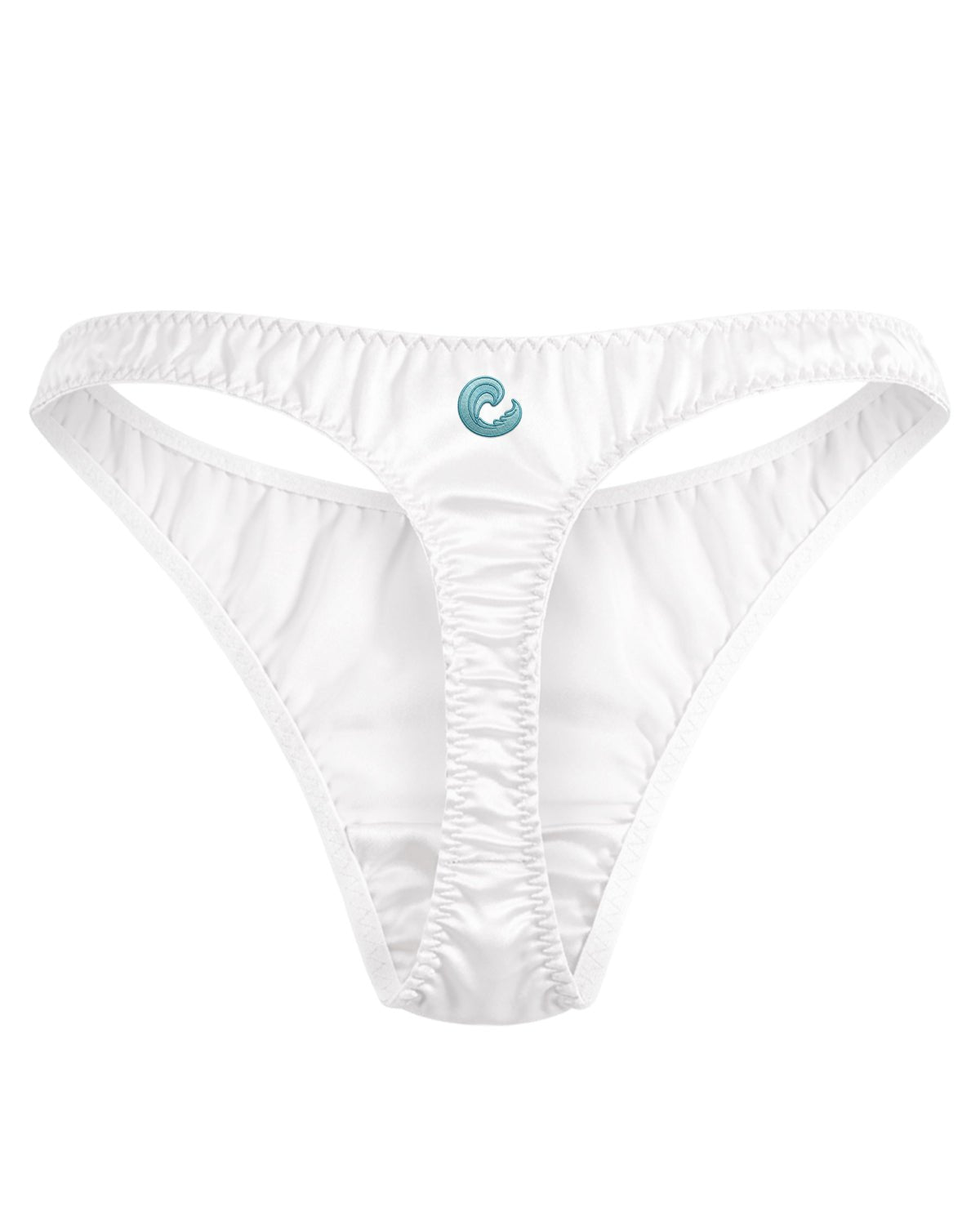 FEELITS SPA34 Embroidered Silk Low - Rise T - Back Thong Panties – 100% Mulberry Silk, Ocean - Inspired Motifs - FEELITS