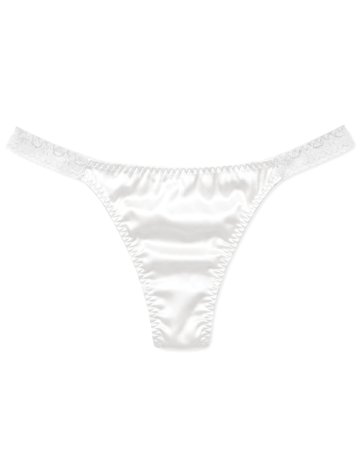 FEELITS TH15 Silk Lace-Trim T-Back Thong – 100% Mulberry Silk, Shiny & Breathable - FEELITS