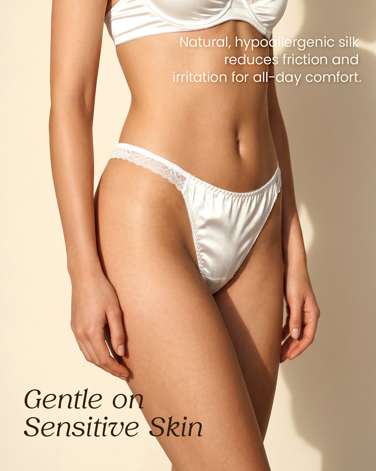 FEELITS TH15 Silk Lace-Trim T-Back Thong – 100% Mulberry Silk, Shiny & Breathable - FEELITS