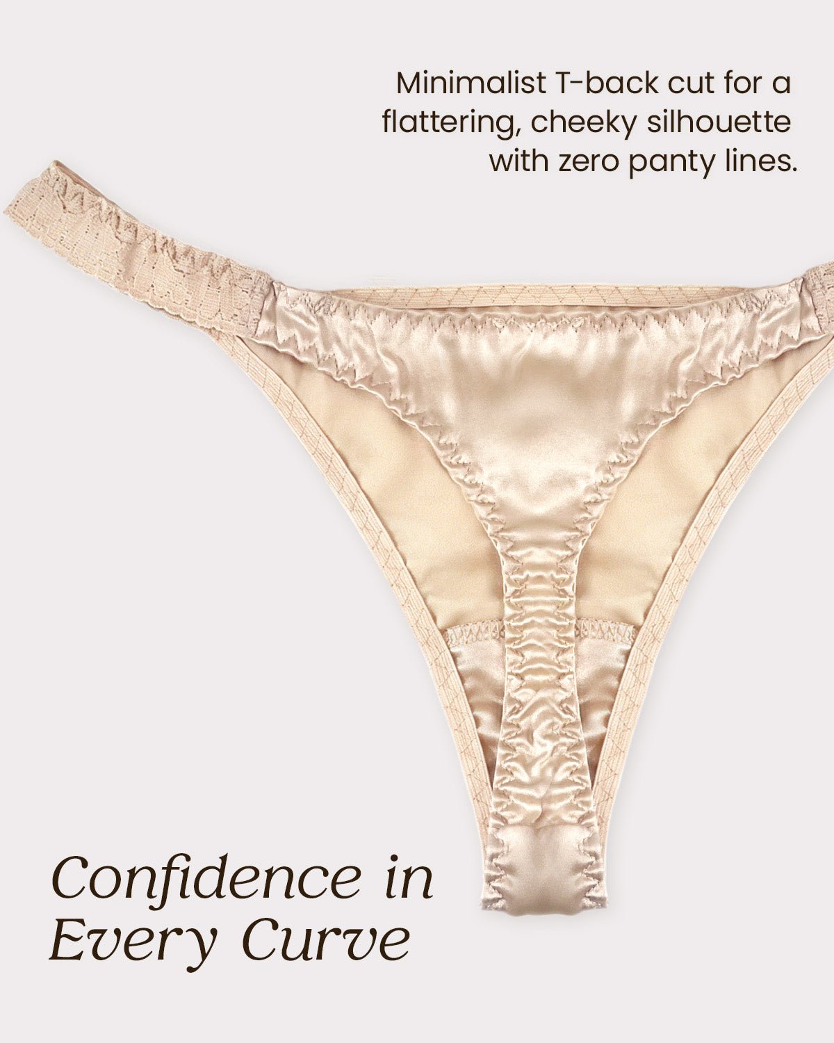 FEELITS TH15 Silk Lace-Trim T-Back Thong – 100% Mulberry Silk, Shiny & Breathable - FEELITS