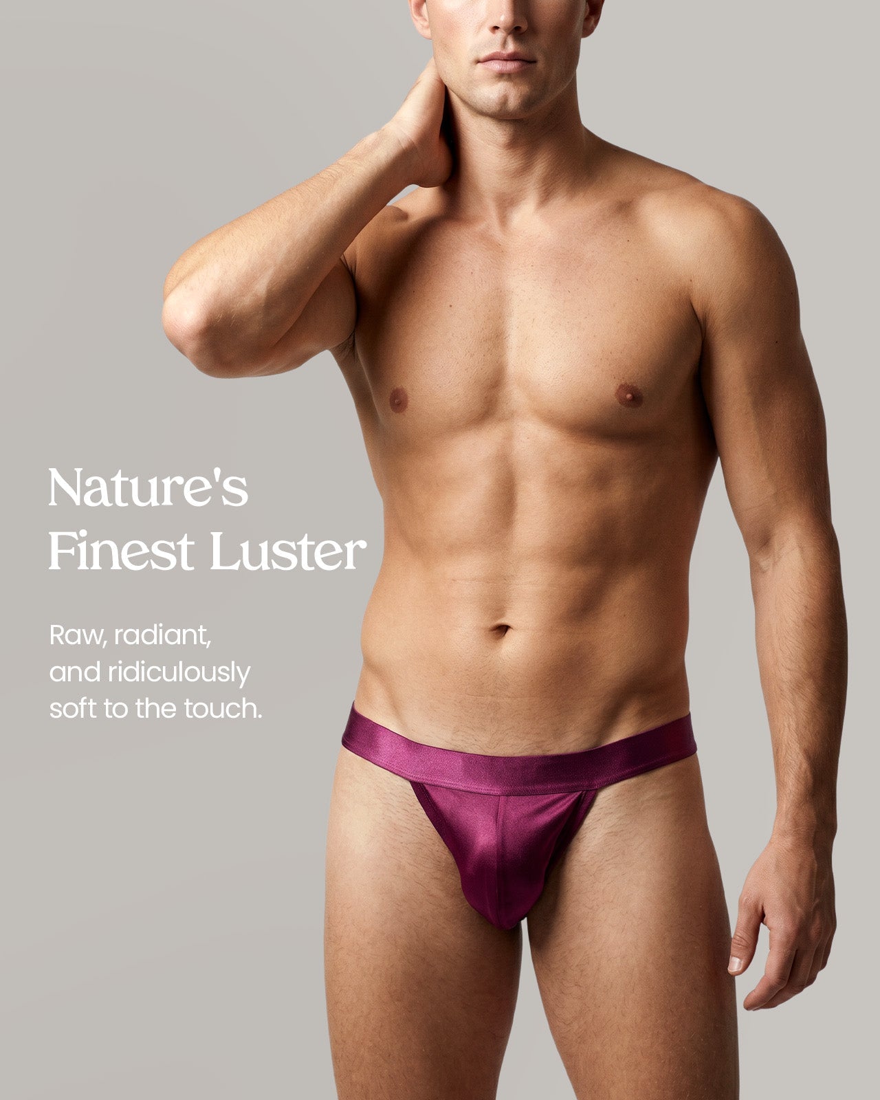 FEELITS THM03 Men's Mulberry Silk T-Back Thong – Double-Layer Pouch, Soft & Breathable - FEELITS