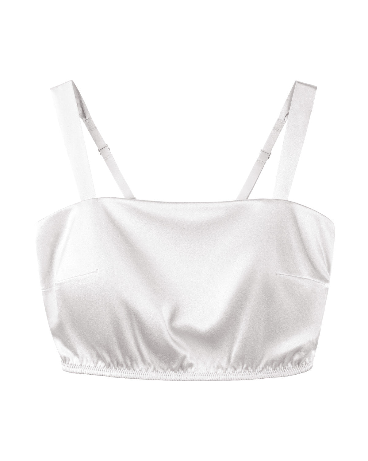 FEELITS TK06 22 Momme Mulberry Silk Crop Top – Square Neck Cami with Built-In Pads & Shirred Back - FEELITS