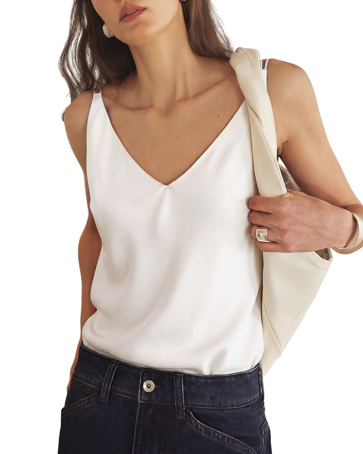FEELITS TK17 22 Momme Silk Built-In Bra V-Neck Camisole - FEELITS