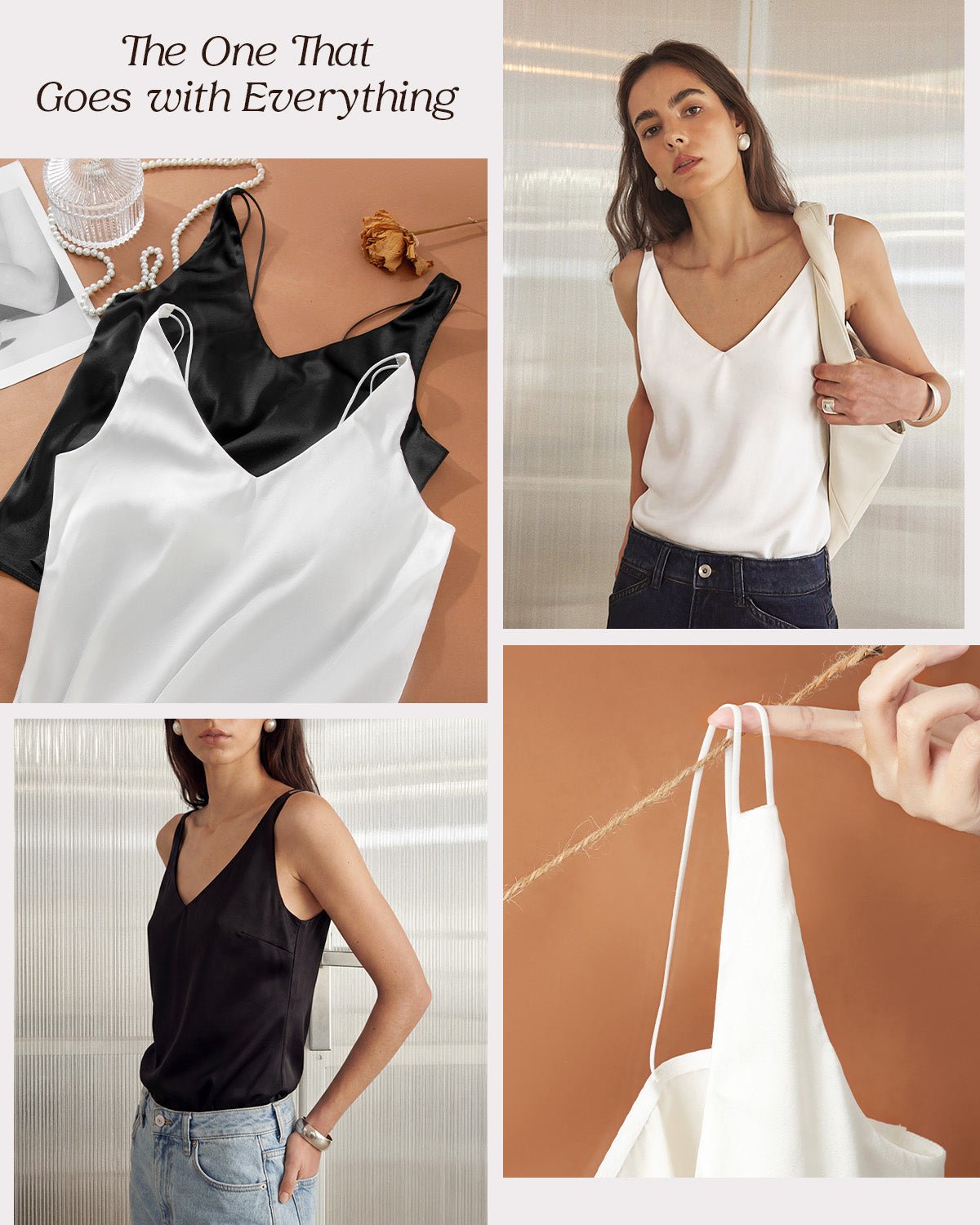 FEELITS TK17 22 Momme Silk Built-In Bra V-Neck Camisole - FEELITS
