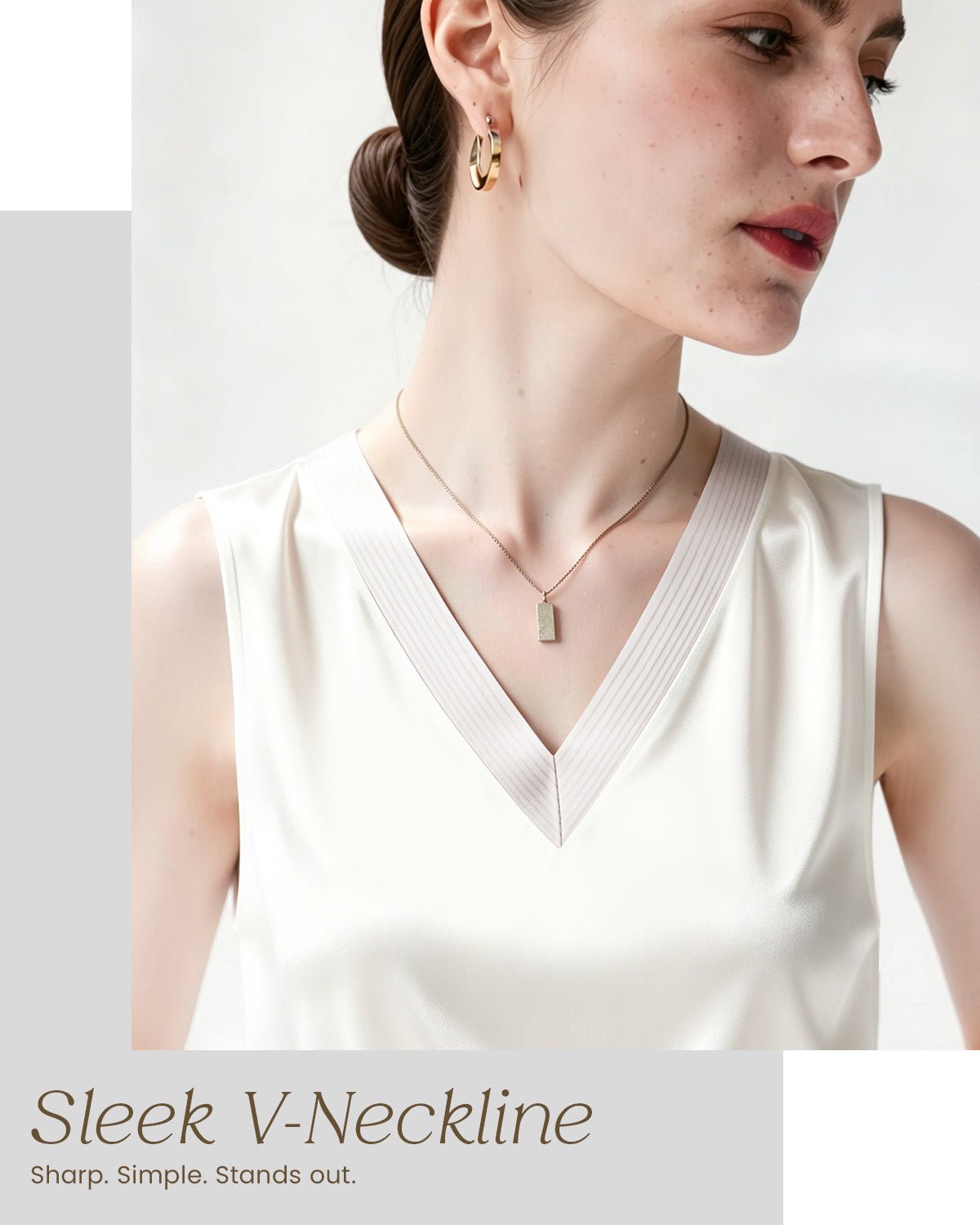 FEELITS TK21 22 Momme Silk V-Neck Tank Top - 100% Mulberry Silk, Loose Fit & Breathable - FEELITS