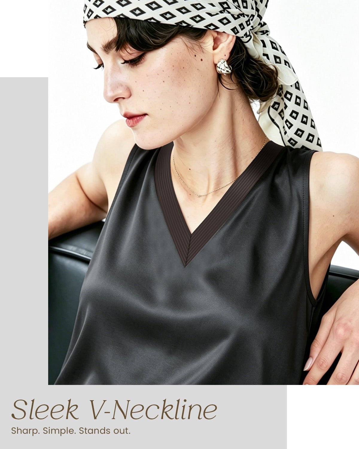 FEELITS TK21 22 Momme Silk V-Neck Tank Top - 100% Mulberry Silk, Loose Fit & Breathable - FEELITS