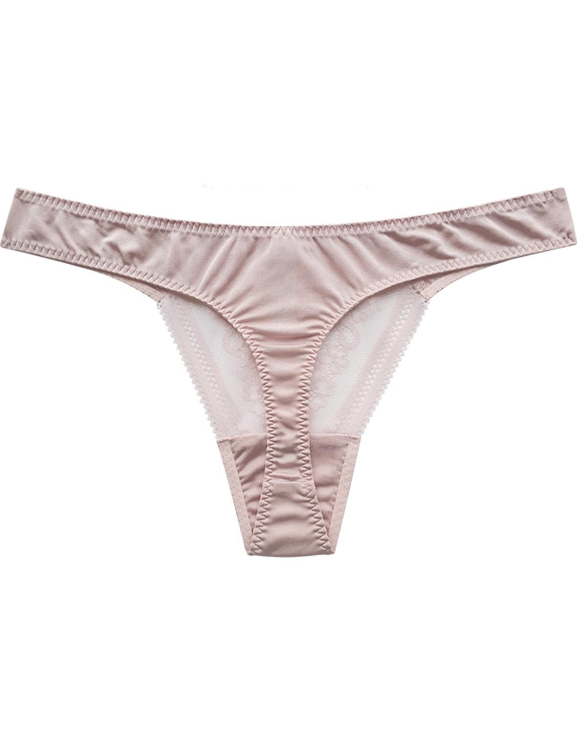 FEELITS SPA74 Low-Rise Silk Lace T-Back Thong – 100% Mulberry Silk, No-Show & Breathable - FEELITS