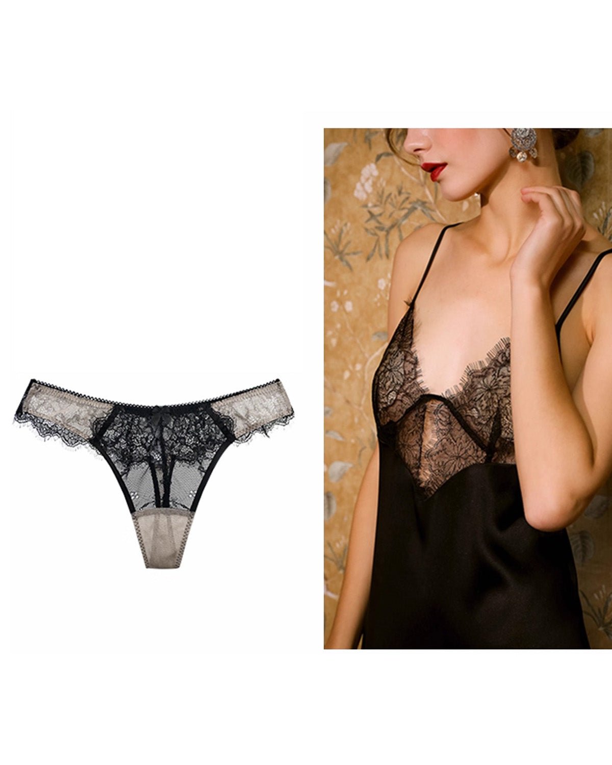 FEELITS SPA54 Mulberry Silk Sheer Mesh Lace Thong – Low-Rise, Seamless & No-Show Fit - FEELITS