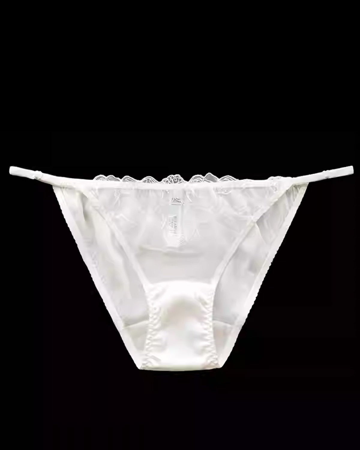 FEELITS SPA63 Mulberry Silk Low-Rise Bikini Panties – Adjustable Lace Strap, Sheer Hollow-Out & No-Show Fit - FEELITS