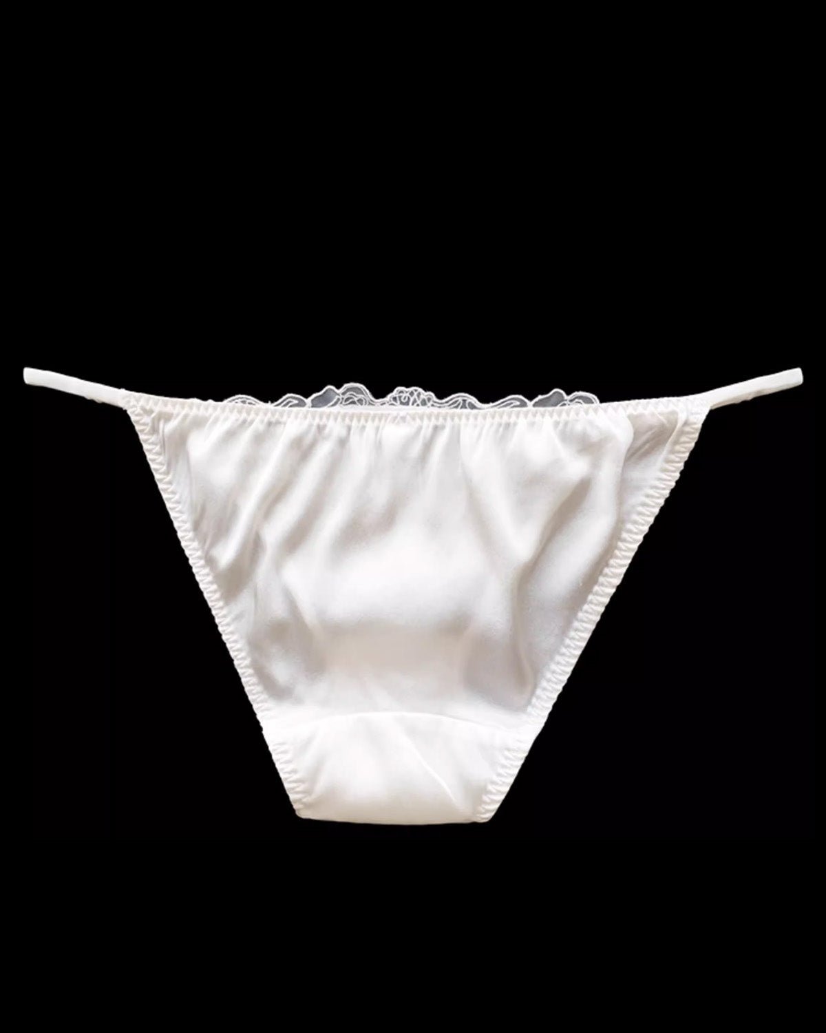 FEELITS SPA63 Mulberry Silk Low-Rise Bikini Panties – Adjustable Lace Strap, Sheer Hollow-Out & No-Show Fit - FEELITS