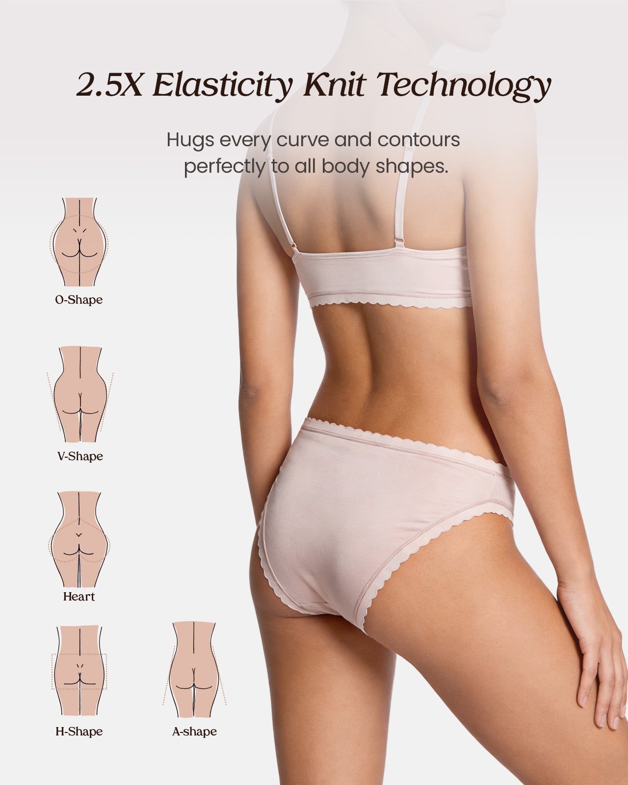 FEELITS KN27 Mulberry Silk Scalloped-Edge Bikini Panties – Ultra-Soft, Breathable & Quick-Dry - FEELITS