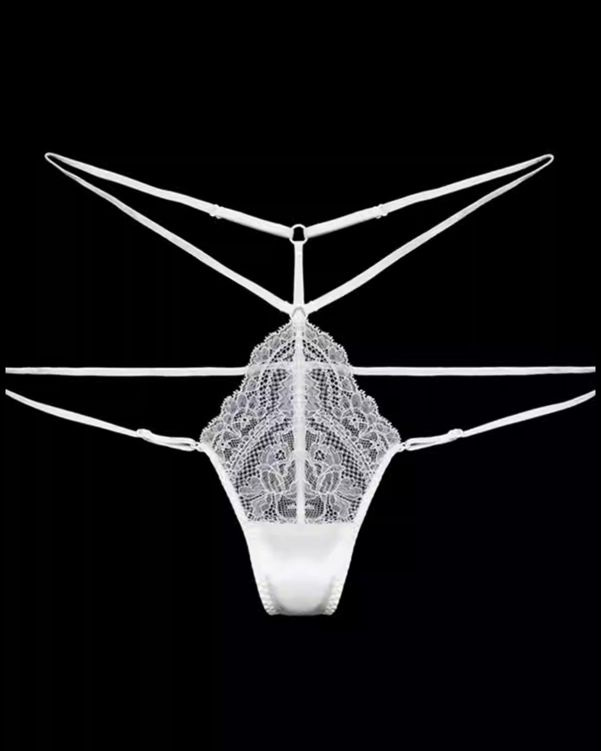 FEELITS SPA58 Mulberry Silk Adjustable Lace-Strap Thong – Low-Rise, Sheer Hollow-Out & No-Show Fit - FEELITS