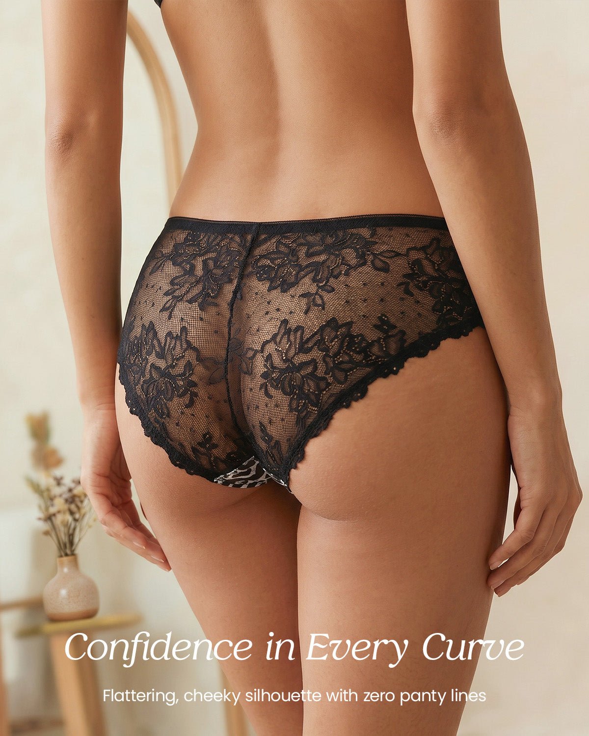 FEELITS YF02 Leopard Silk Lace Bikini Panties - Mulberry Silk Front, Sheer Lace Back - FEELITS