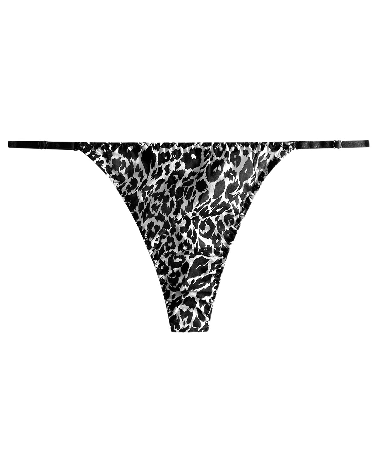 FEELITS YF03 Leopard Print Silk G-String Panties - 100% Mulberry Silk, T-Back Fit - FEELITS