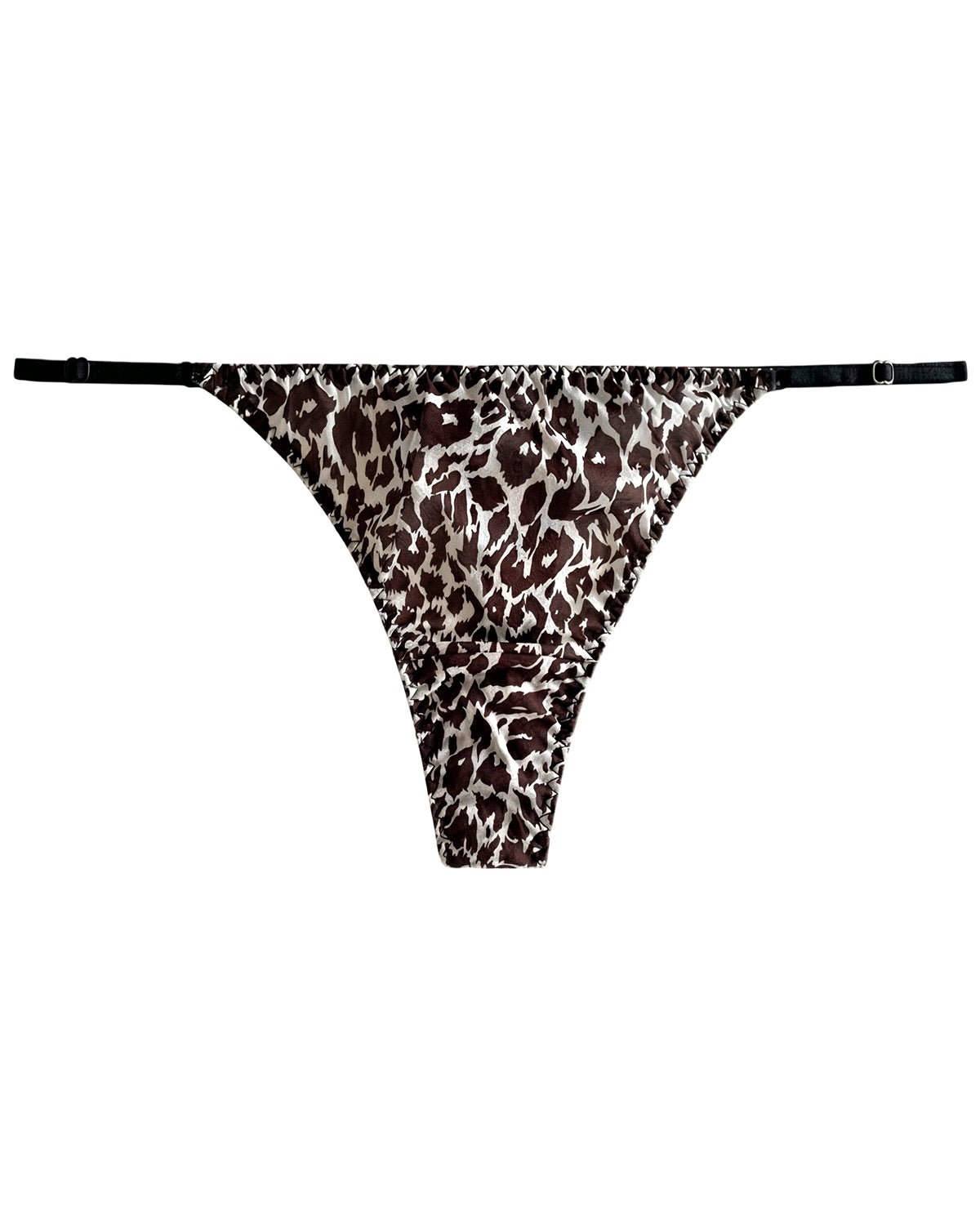 FEELITS YF03 Leopard Print Silk G-String Panties - 100% Mulberry Silk, T-Back Fit - FEELITS