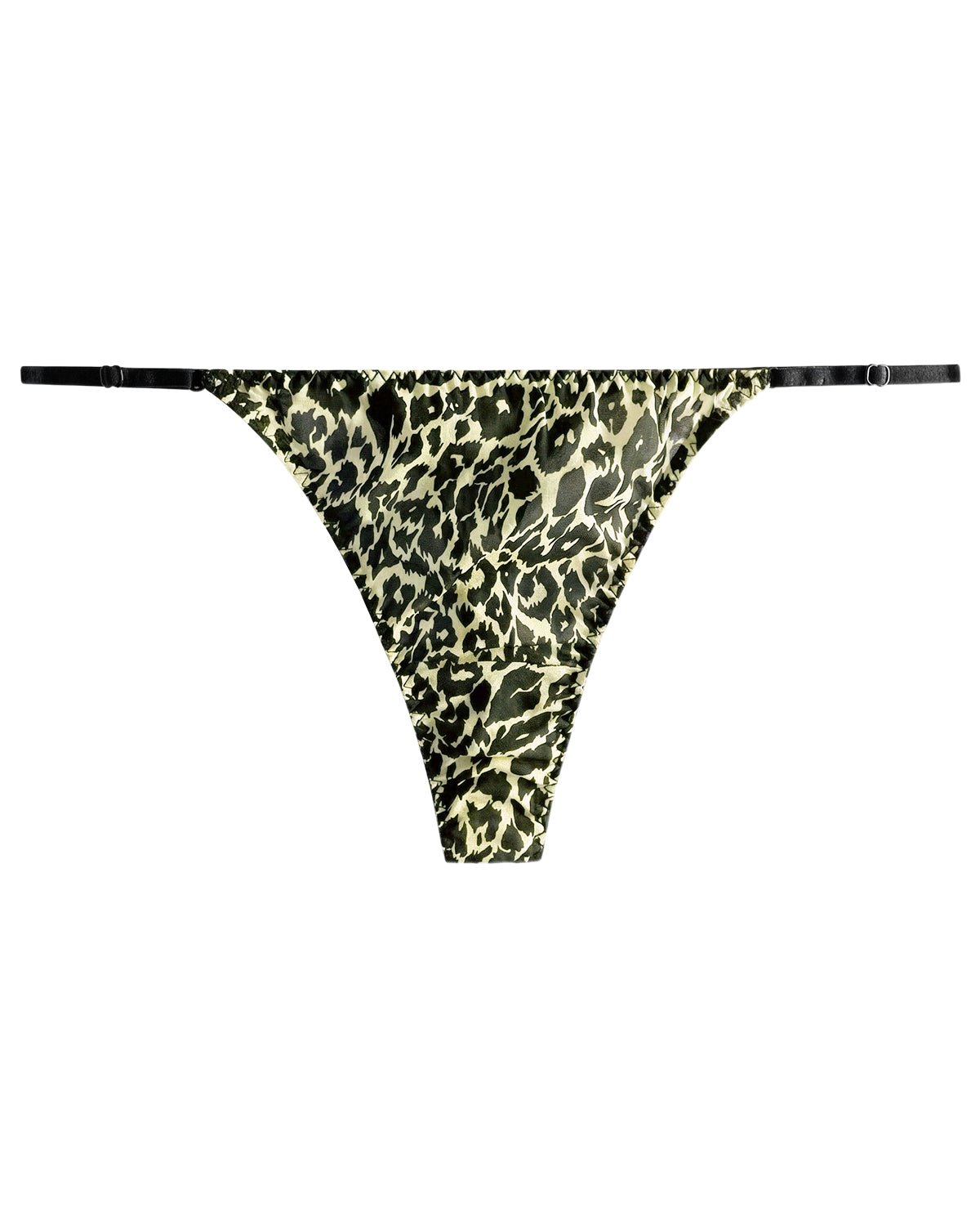 FEELITS YF03 Leopard Print Silk G-String Panties - 100% Mulberry Silk, T-Back Fit - FEELITS