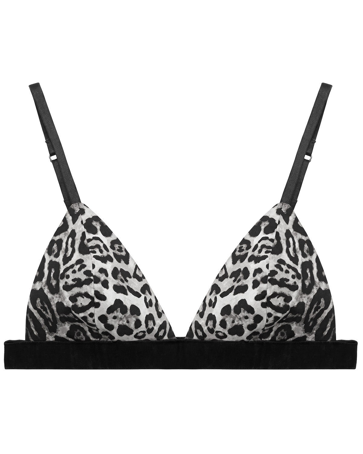 FEELITS YFB03 Leopard Print Silk Triangle Bra - 95% Mulberry Silk, Wireless Double-Hook Design - FEELITS