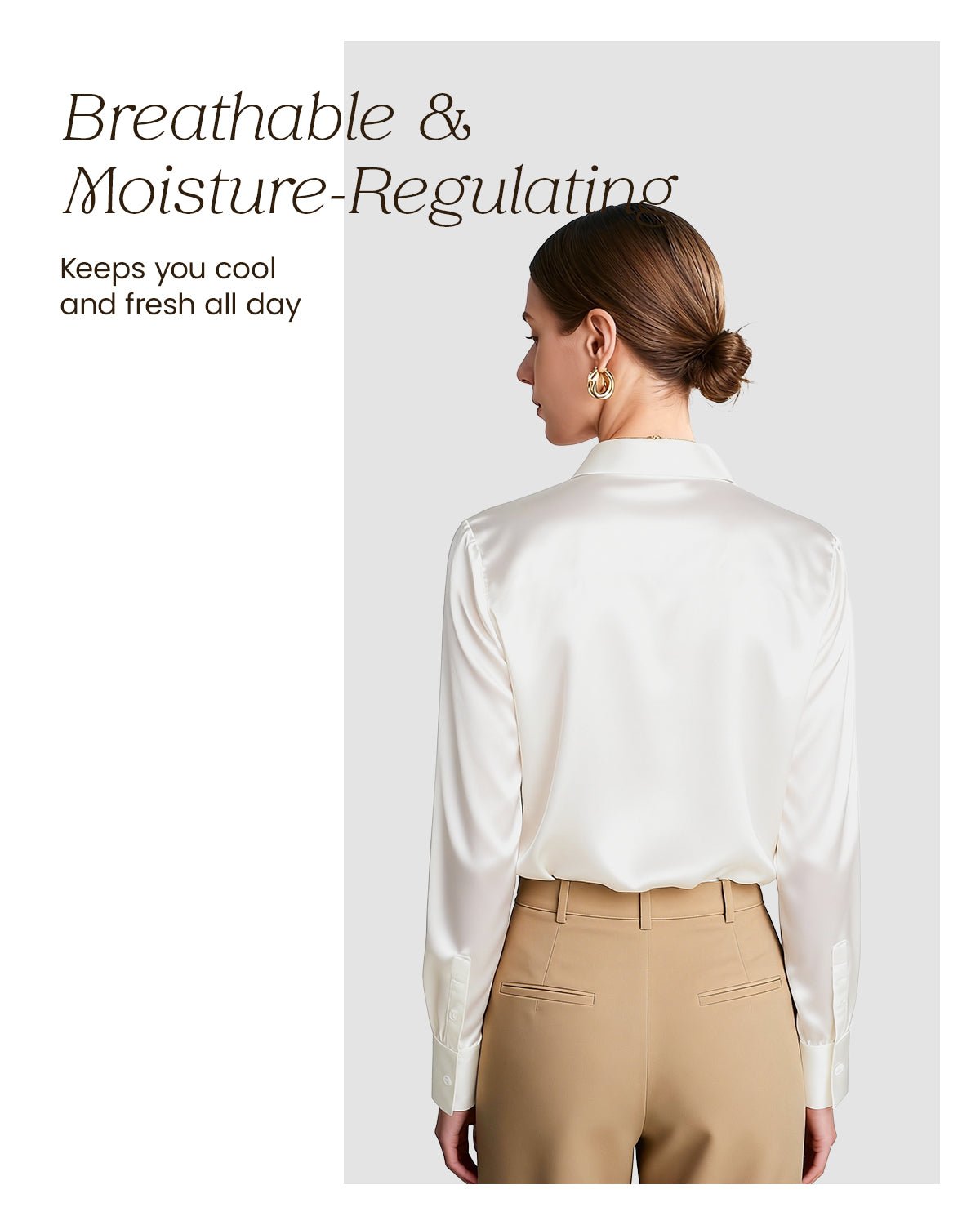 FEELITS BL01 22 Momme Mulberry Silk Button-Down Blouse – Long Sleeve Collared Work Shirt - FEELITS