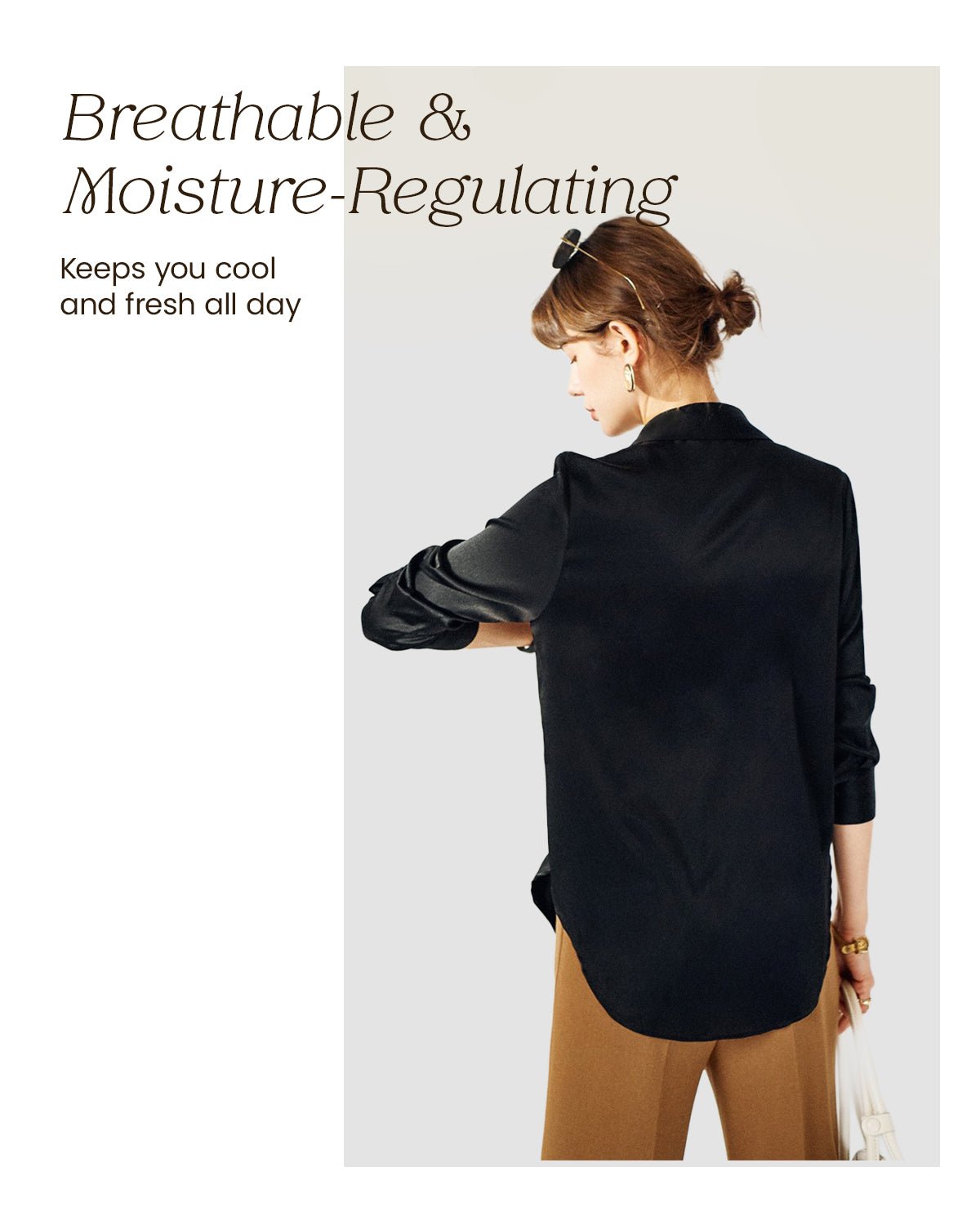 FEELITS BL01 22 Momme Mulberry Silk Button-Down Blouse – Long Sleeve Collared Work Shirt - FEELITS