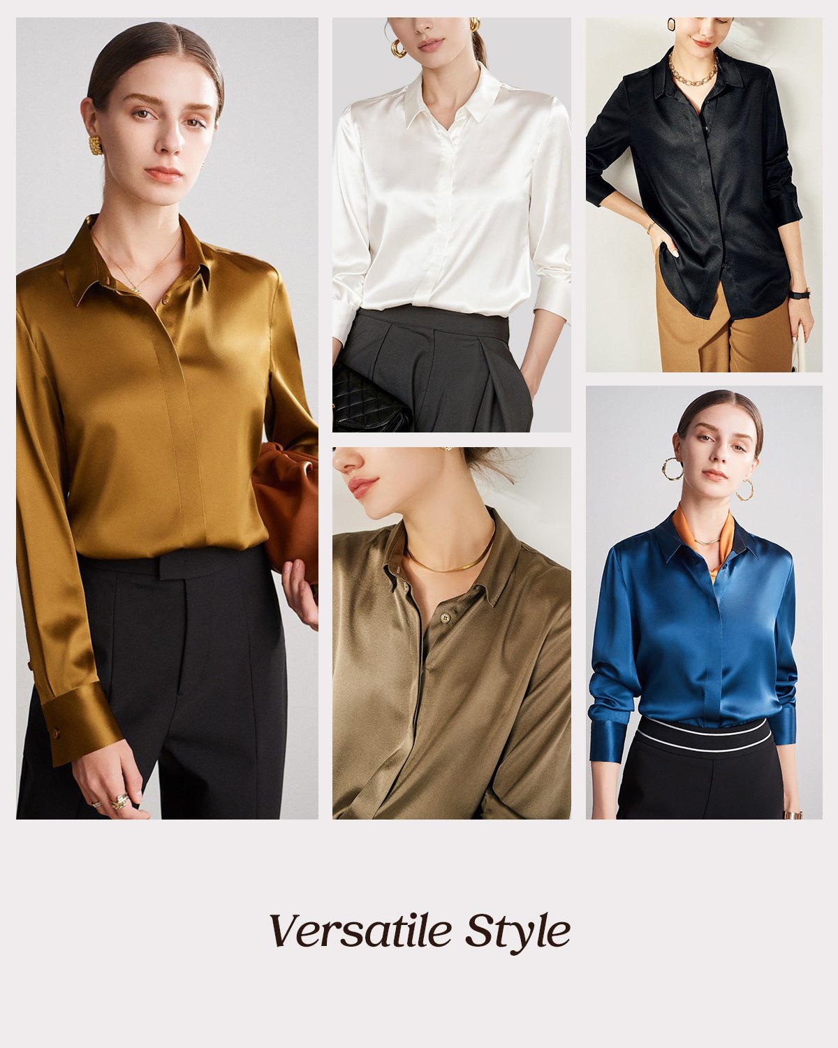 FEELITS BL01 22 Momme Mulberry Silk Button-Down Blouse – Long Sleeve Collared Work Shirt - FEELITS