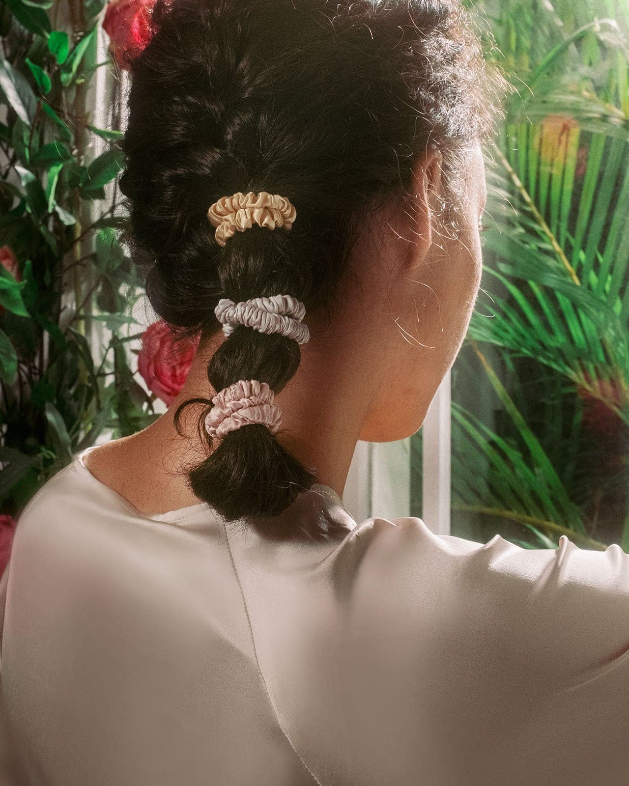 FEELITS 100% Royal Mulberry Silk. Natural Care Skinny Hair Scrunchies- Trio Set - FEELITS