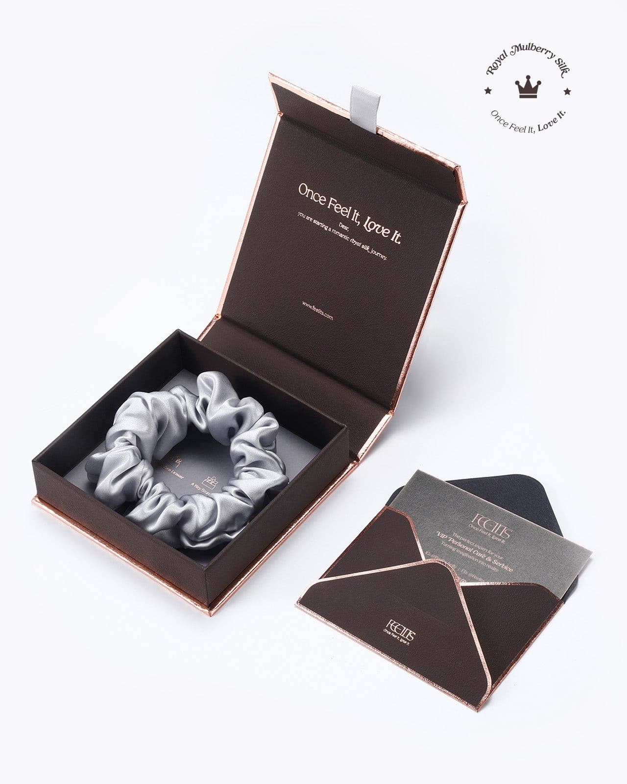 FEELITS 100% Royal Mulberry Silk. Natural Care Hair Scrunchies- Silver Grey - FEELITS