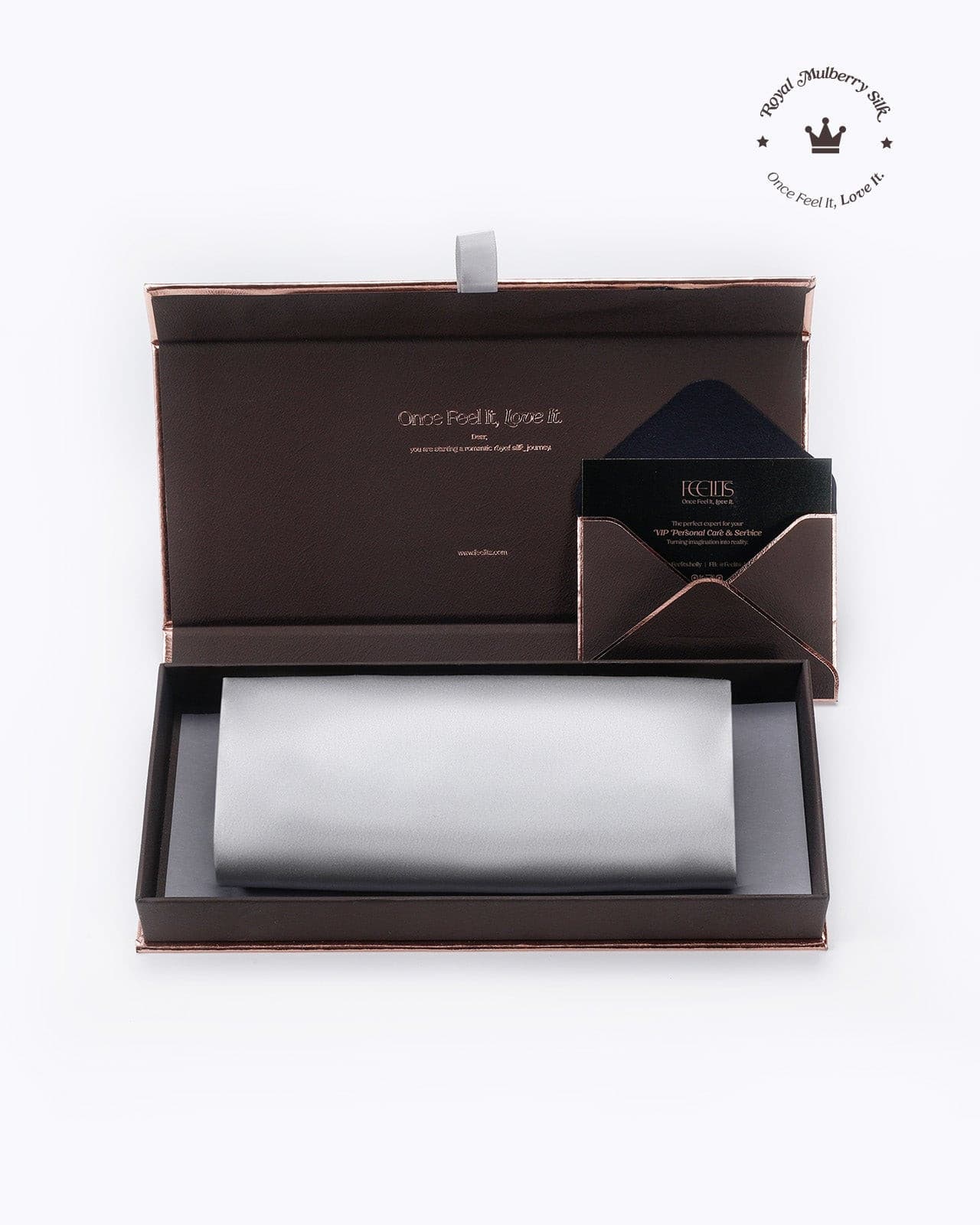 FEELITS SD01 22-Momme Royal Mulberry Silk Pillowcase – Silver Grey, Envelope Closure & Beauty Sleep Comfort - FEELITS