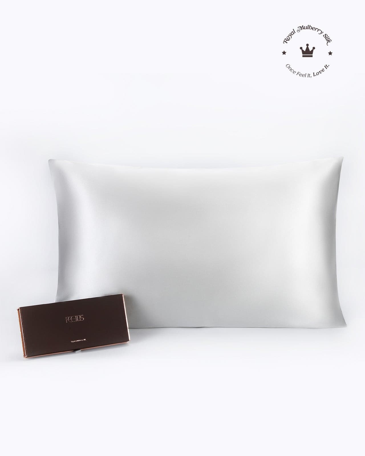 FEELITS SD01 22-Momme Royal Mulberry Silk Pillowcase – Silver Grey, Envelope Closure & Beauty Sleep Comfort - FEELITS