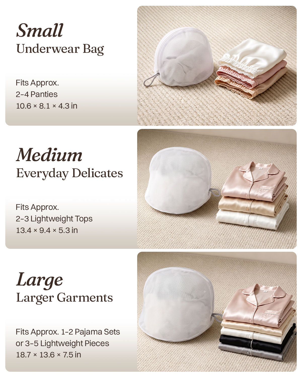 AC04 laundry bag size and garment capacity guide | FEELITS
