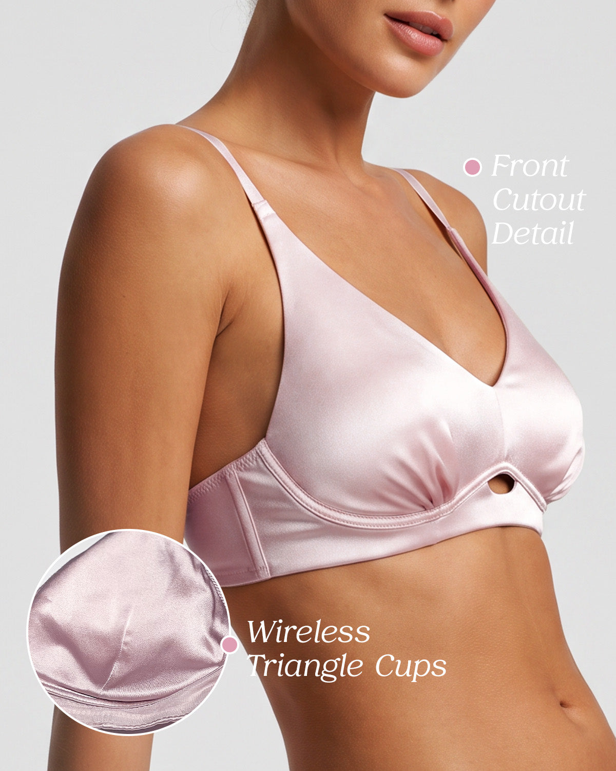 BRA13 22 momme silk bralette smooth fabric detail | FEELITS