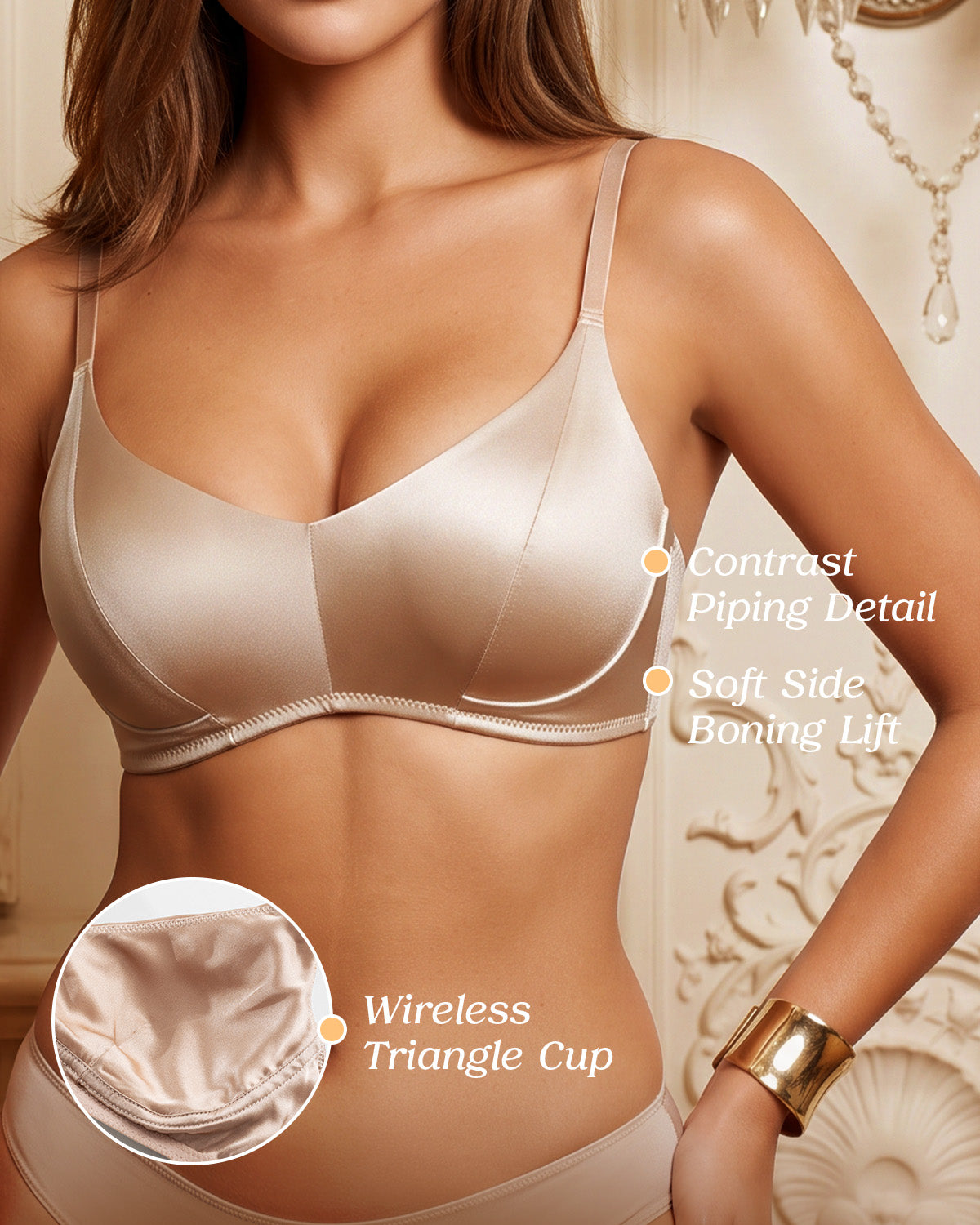 BRA14 silk lace bralette breathable comfort detail | FEELITS