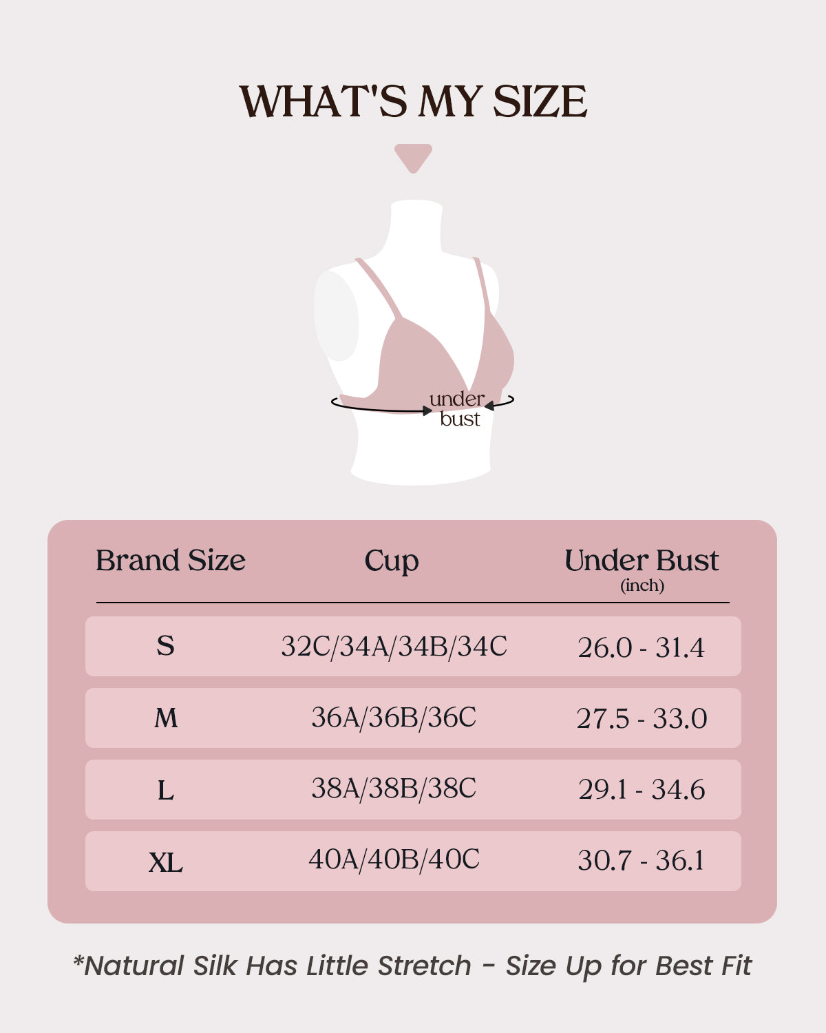 BRA14 silk bralette size guide and fit reference | FEELITS