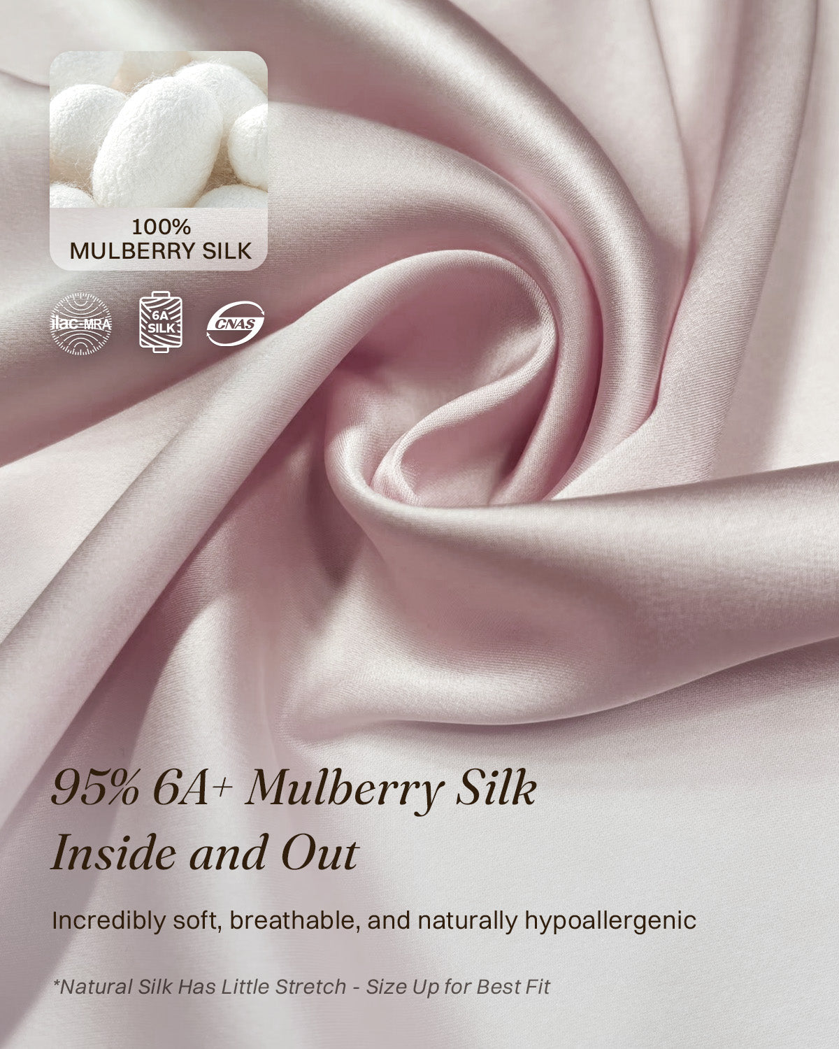 Close-up of dusty pink 6A mulberry silk highlighting its smooth, lustrous texture | FEELITS