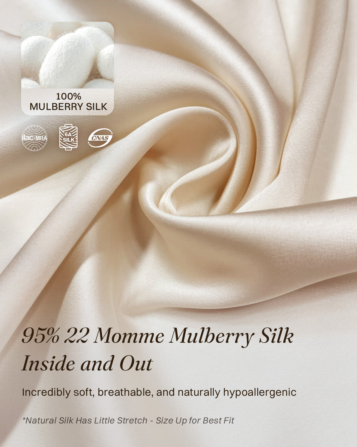 BRA18 détail du tissu en soie de mûrier 22 mommes champagne | FEELITS