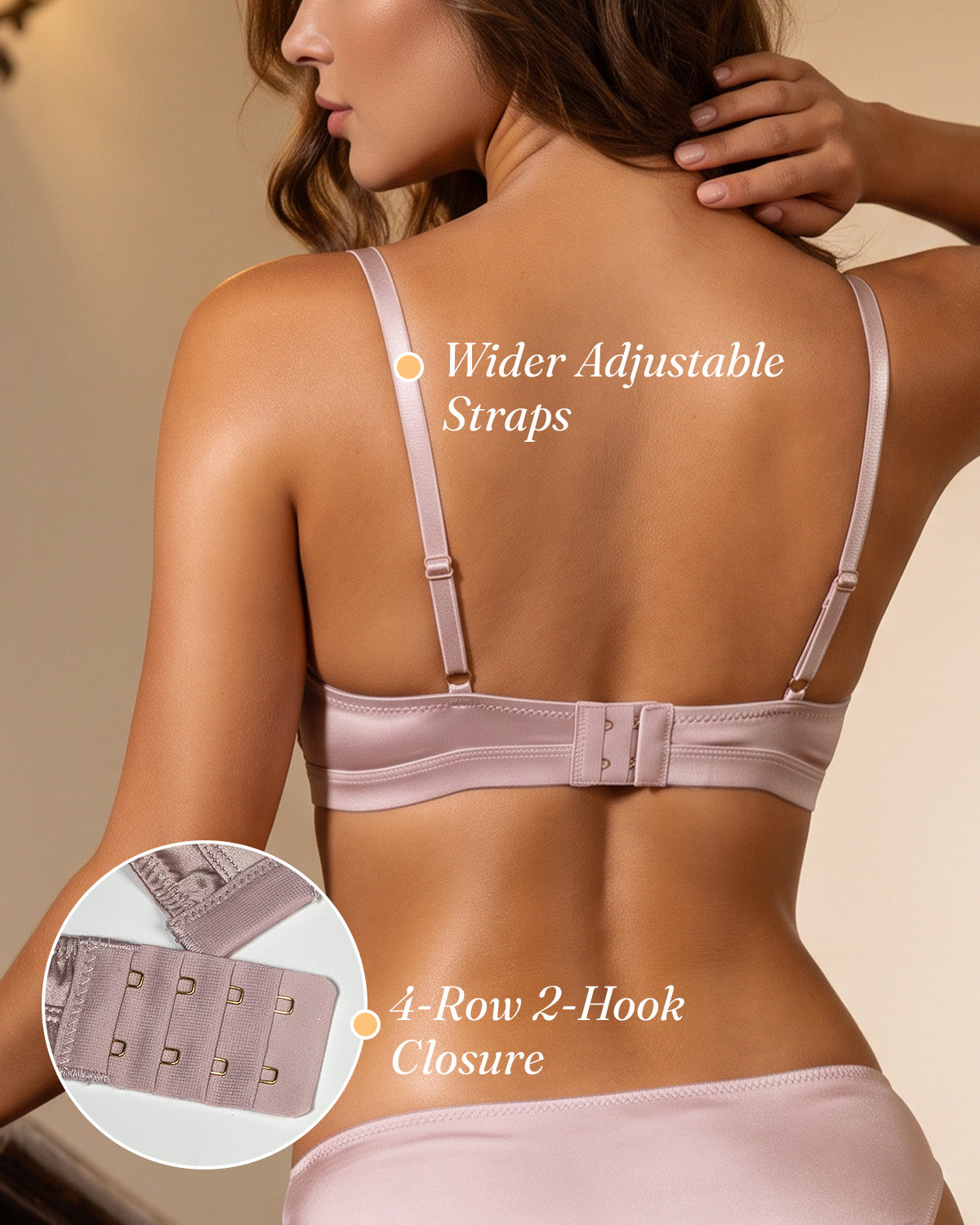 BRA18 brassière en soie rose – bretelles réglables et dos à agrafes | FEELITS