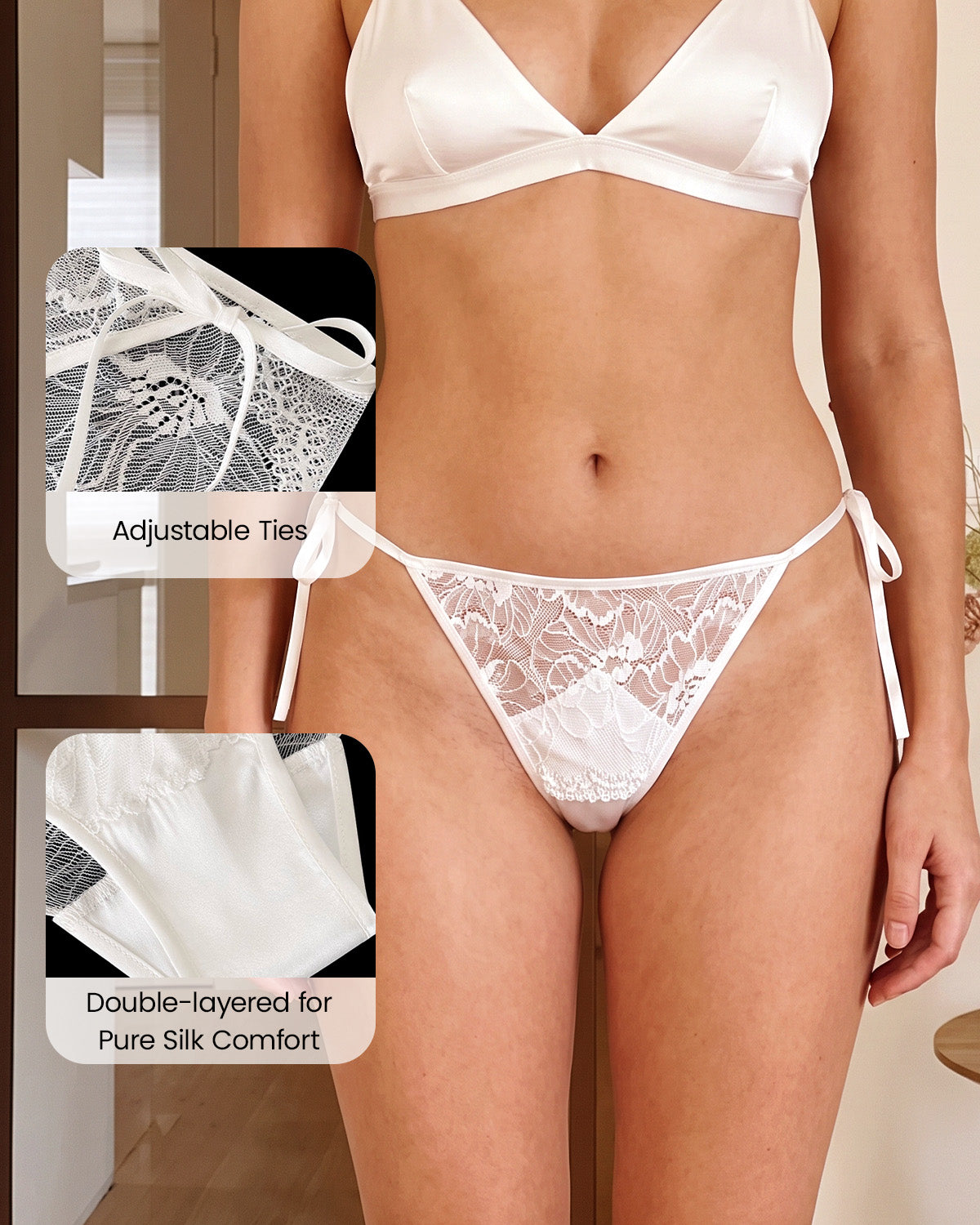 YF06 Damen-Bikini-Slip aus Seide - Komfort-Detail | FEELITS