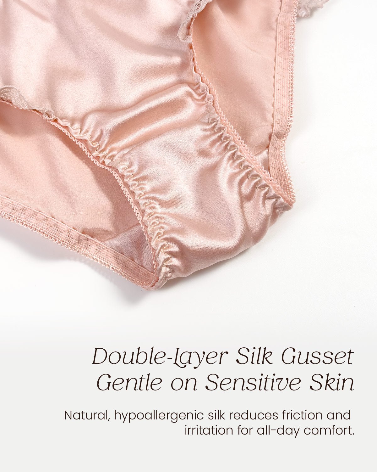 FEELITS SPA43 Silk Low-Rise Lace Trim Briefs – 100% 6A Mulberry Silk, Soft & Breathable - FEELITS