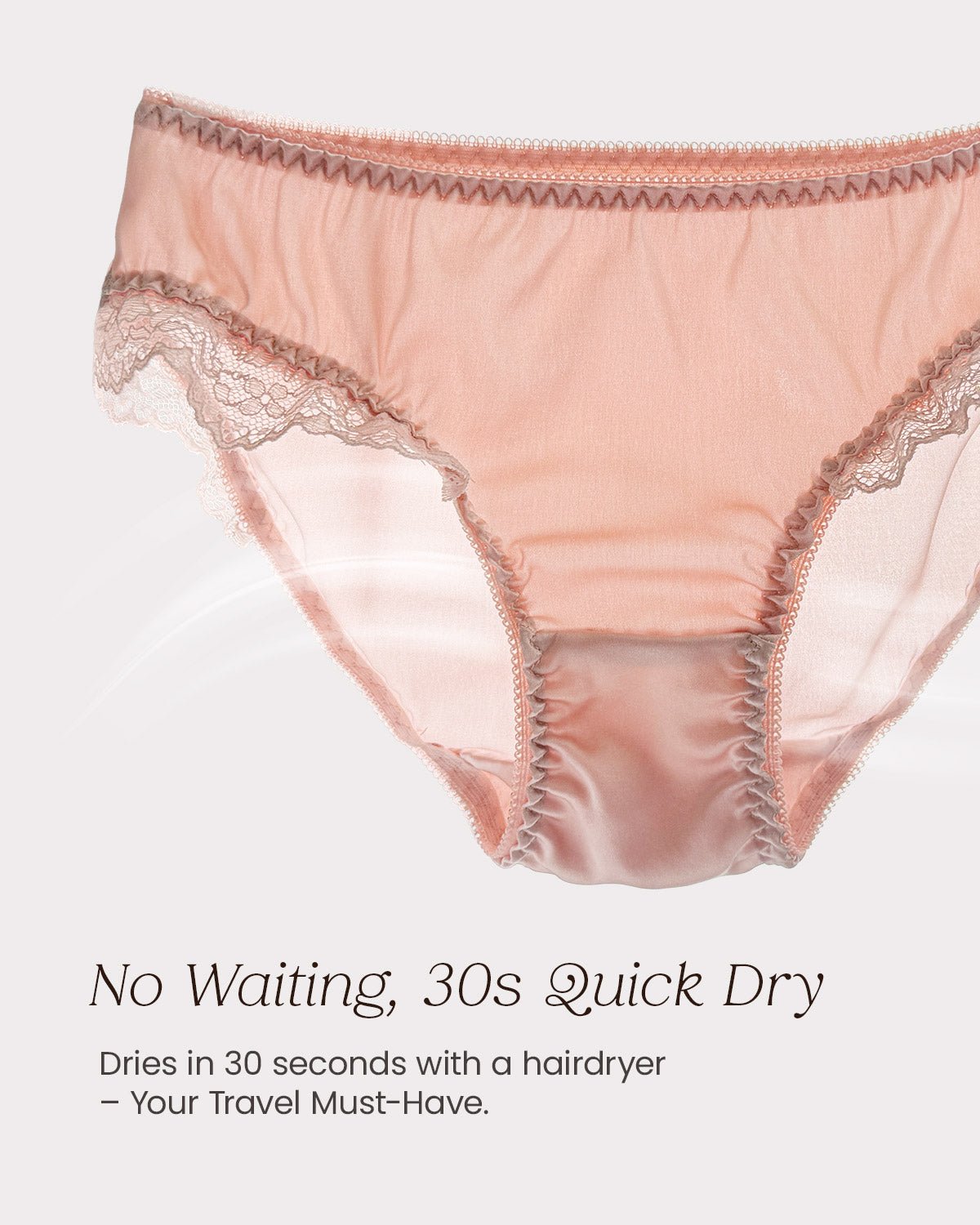 FEELITS SPA43 Silk Low-Rise Lace Trim Briefs – 100% 6A Mulberry Silk, Soft & Breathable - FEELITS
