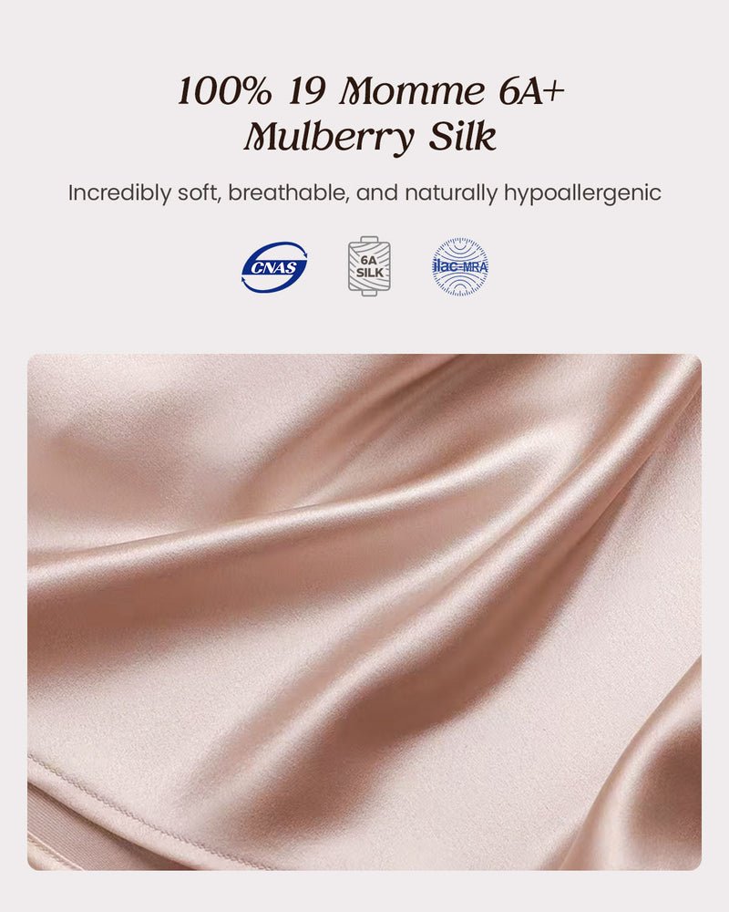 FEELITS PA08 Mulberry Silk Lace-Trim Robe – Elegant Beige Bridal & Loungewear - FEELITS