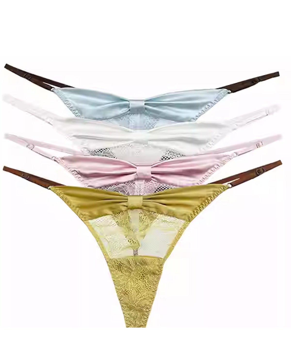 FEELITS SPA52 Mulberry Silk Adjustable Lace-Strap Thong – Low-Rise, Seamless & No-Show Fit - FEELITS