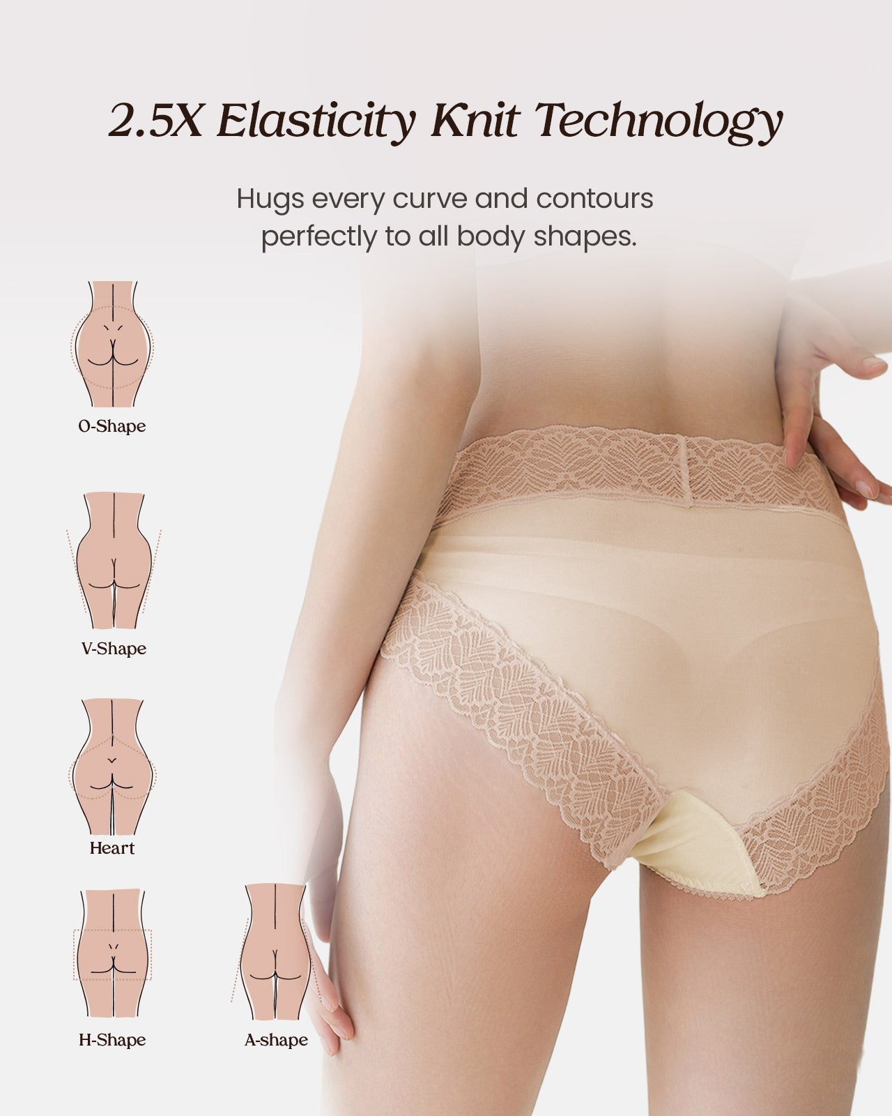 FEELITS KN19 High-Rise Silk Lace Bikini Briefs – 100% 6A Mulberry Silk, Breathable & Quick-Dry - FEELITS