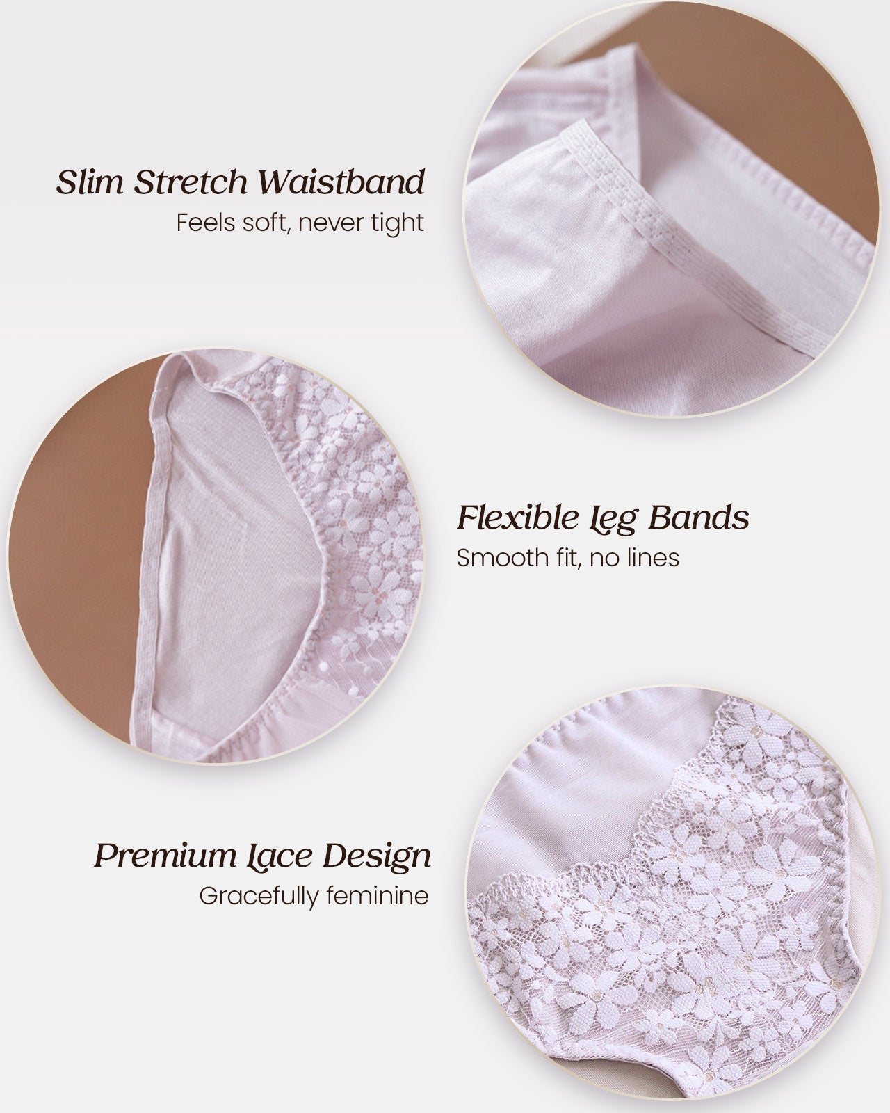 FEELITS KN22 Mulberry Silk Floral Lace Bikini Panties – Ultra-Breathable Hipster Underwear for Women - FEELITS