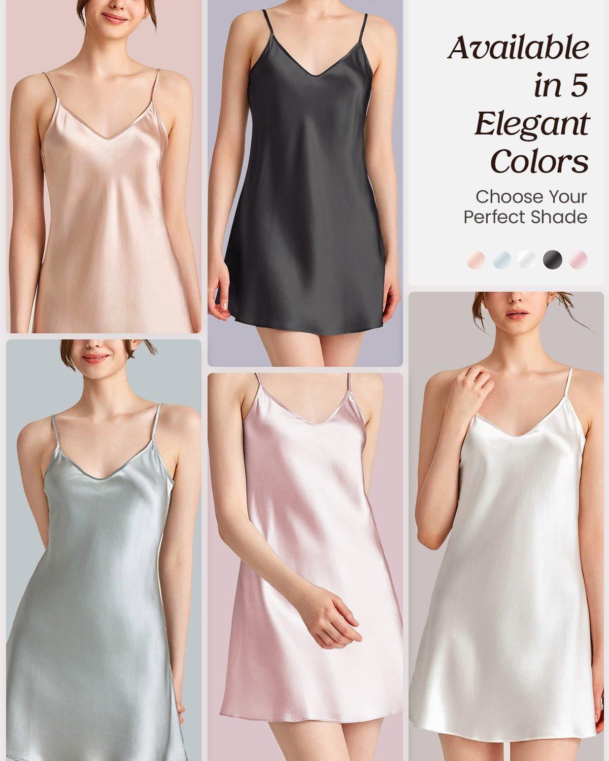 FEELITS NG01 Silk Nightgown – 100% 6A Mulberry Silk, Breathable & Skin-Friendly - FEELITS