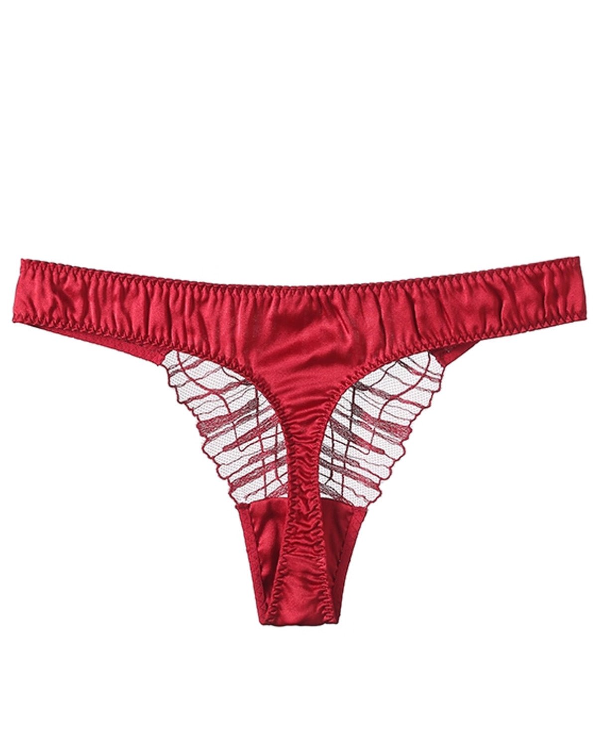 FEELITS SPA76 Mulberry Silk Lace T-Back Thong – Low-Rise, Seamless & No-Show Fit - FEELITS