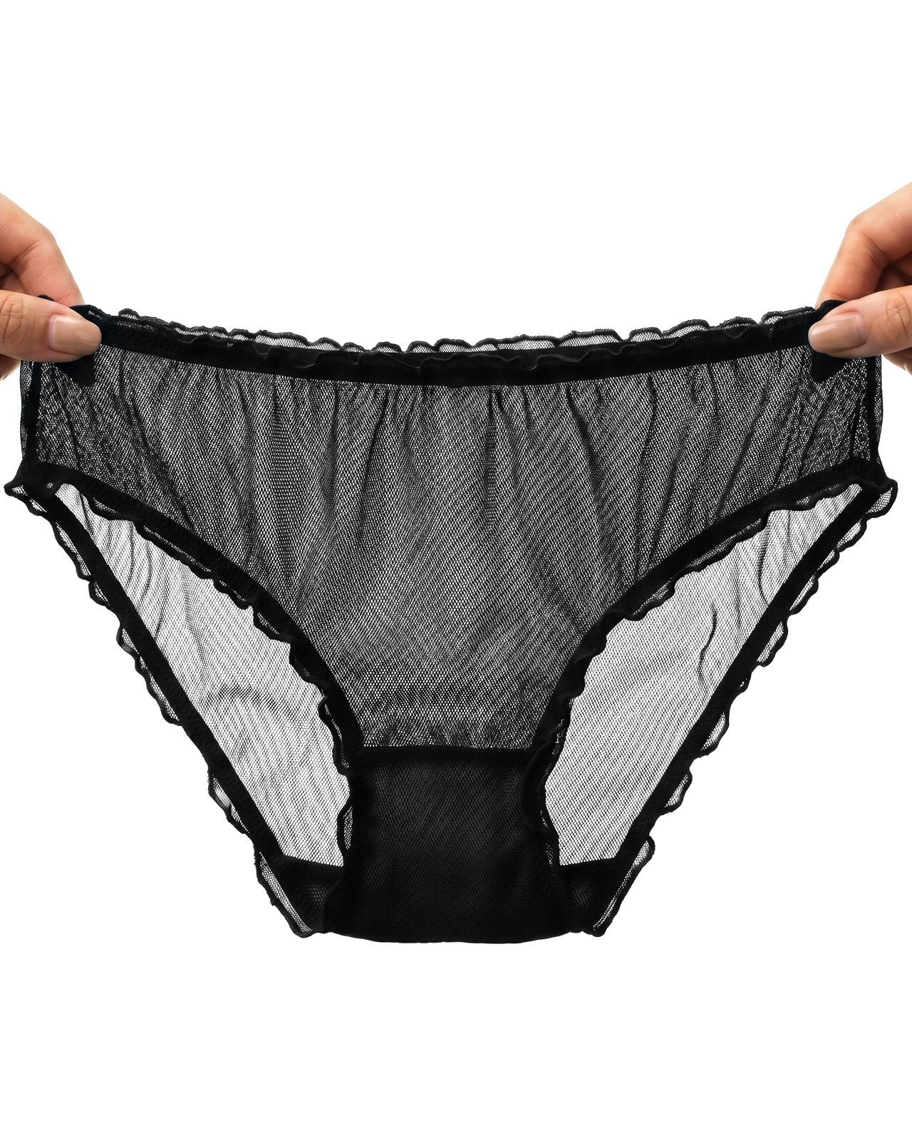 FEELITS KN30 Sheer Ruffle-Edge Silk Bikini Panties - 100% Mulberry Silk, Breathable & Ultra-Soft - FEELITS